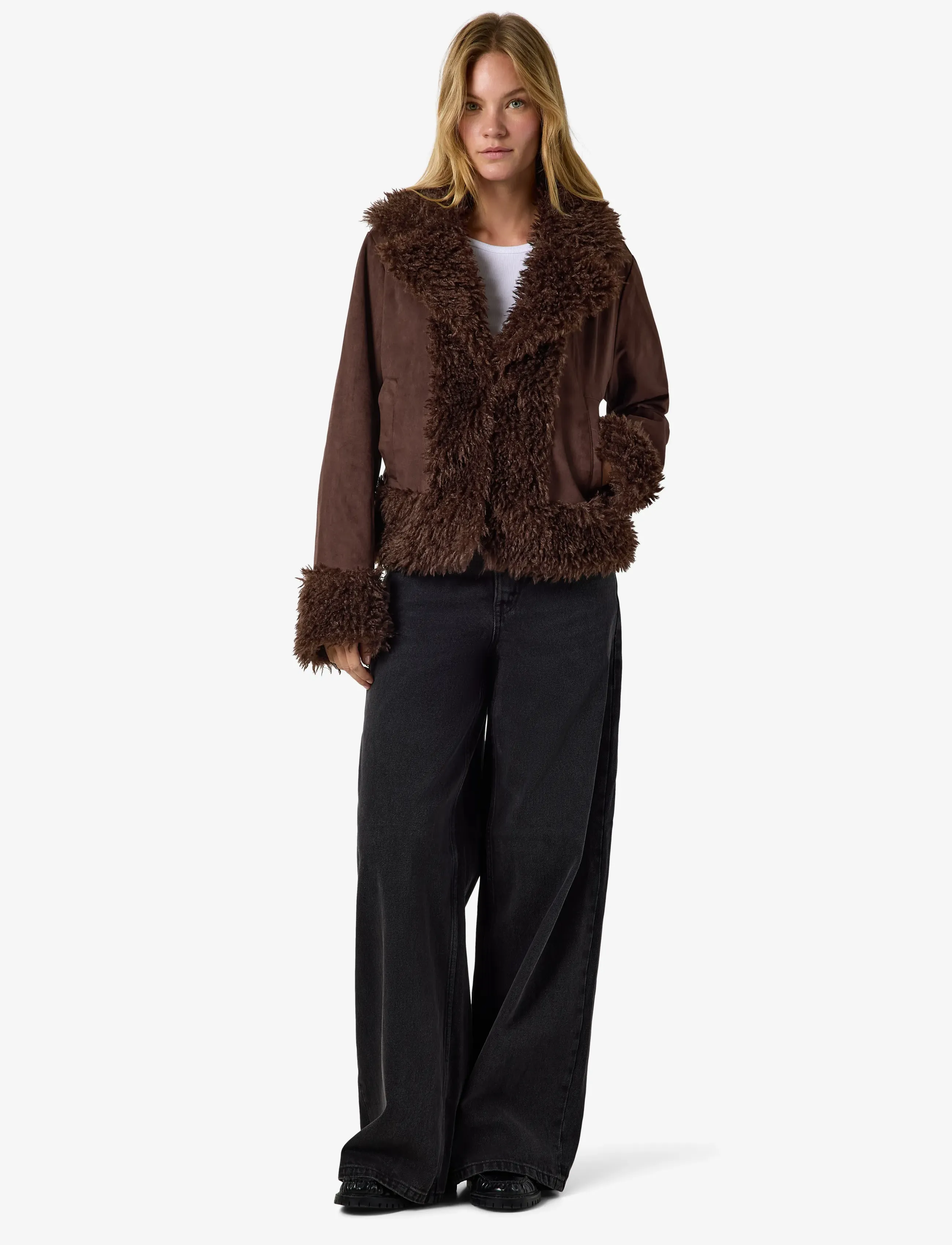 NOISY MAY - NMANNIE PENNY LANE JACKET - fuskpäls - demitasse - 3