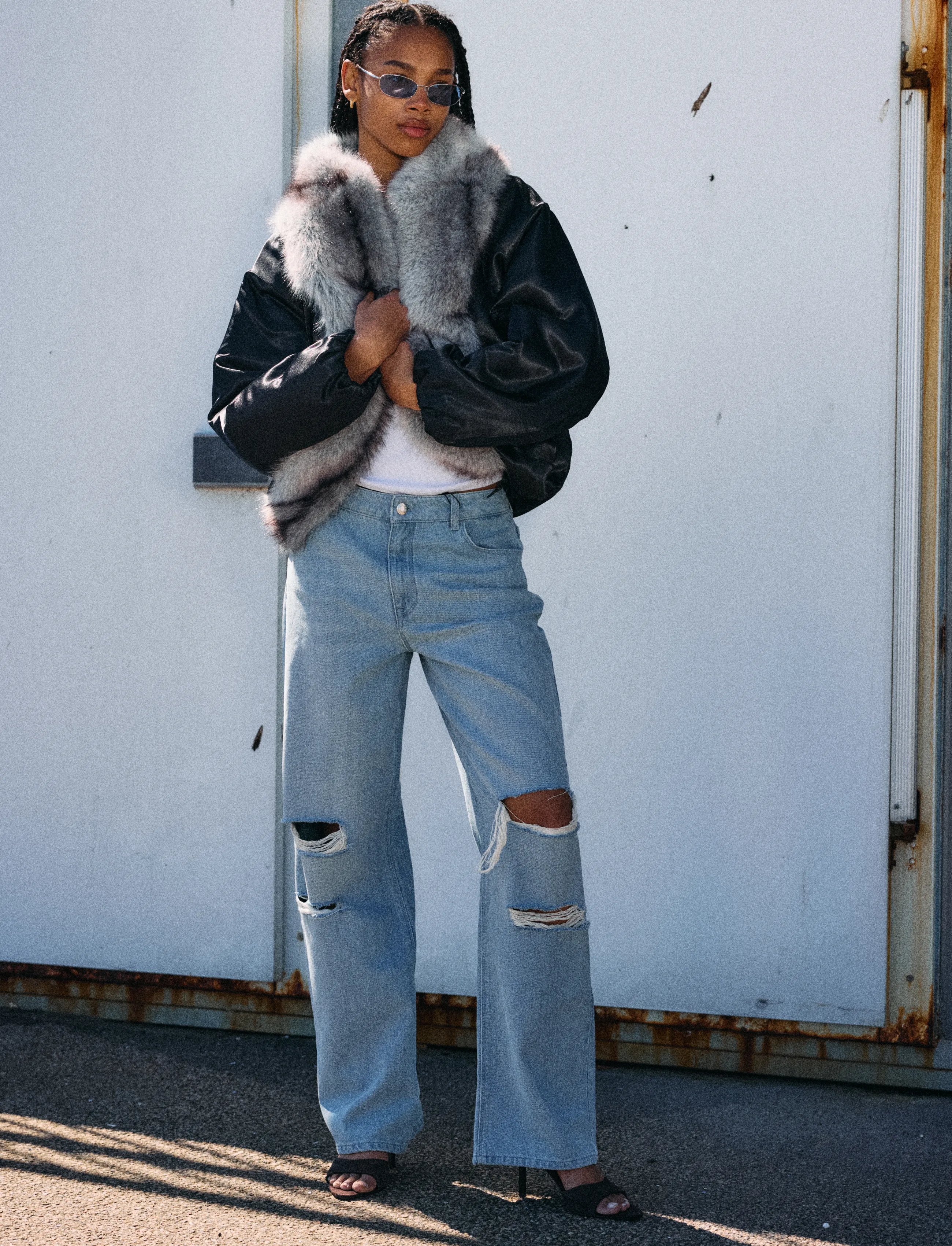 Nmivy Contrast Collar Loose Bomber