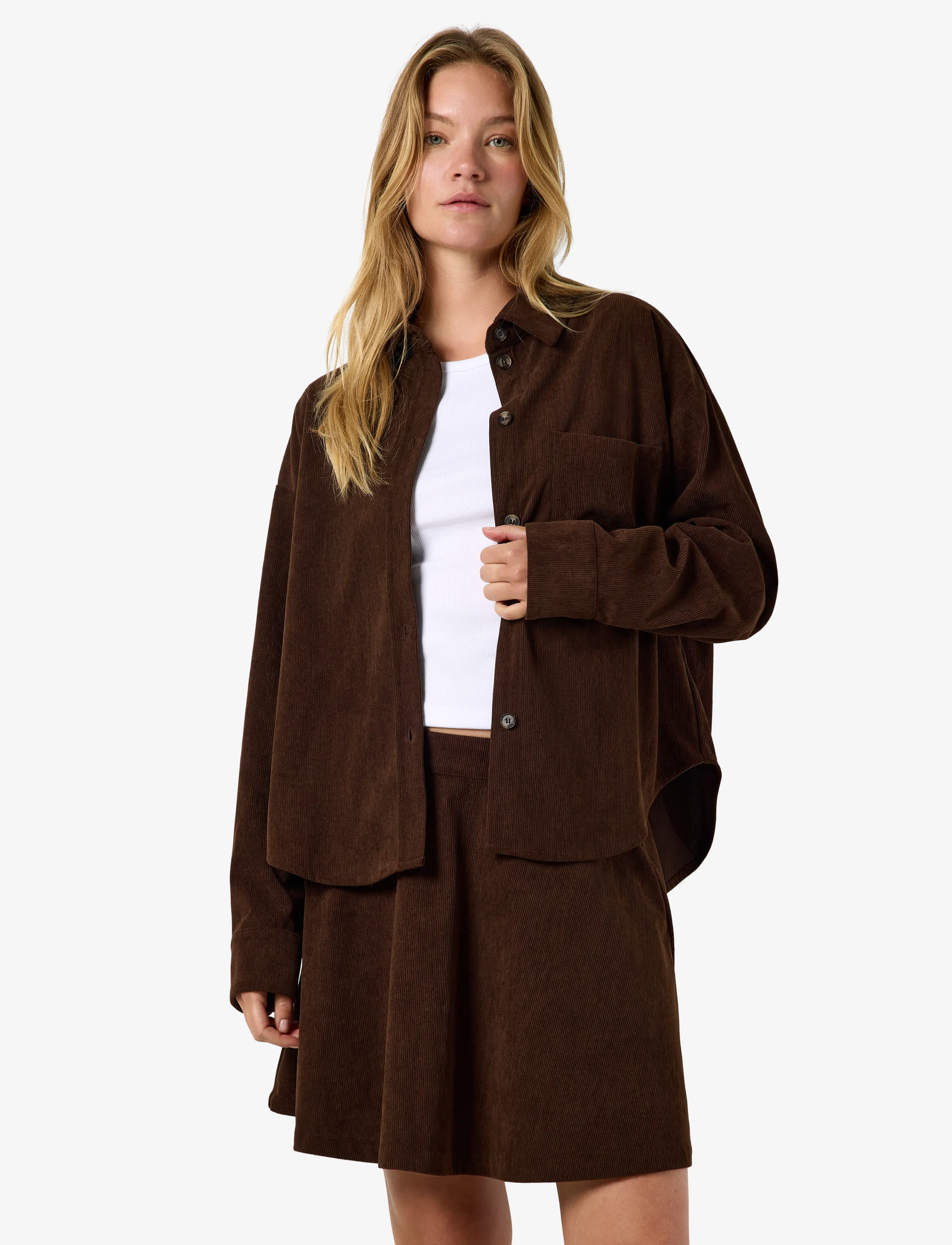 NOISY MAY Nmcaron L/S Corduroy Shacket, XS, Jackets, Braun - Light-summer Jacket, Frauen