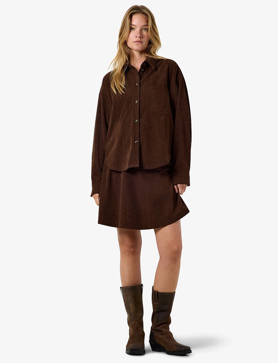 NOISY MAY - NMCARON L/S CORDUROY SHACKET - vårjackor - chocolate brown - 3