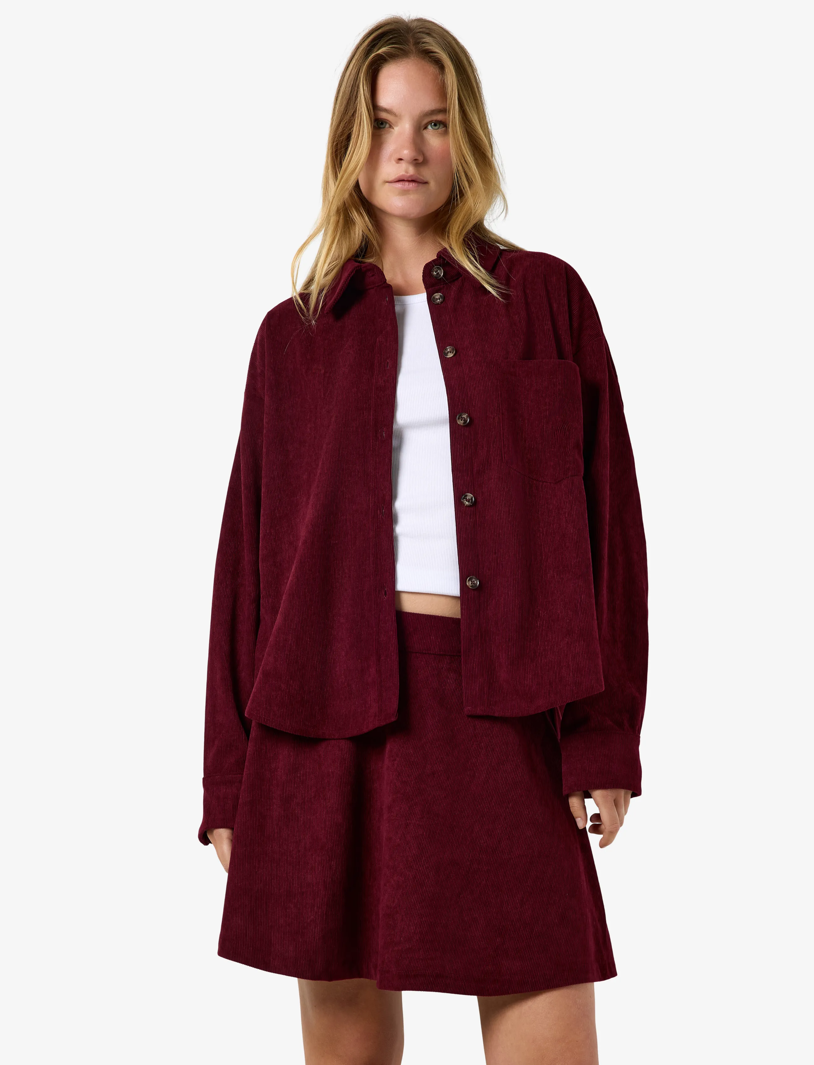 NOISY MAY Nmcaron L/S Corduroy Shacket, M, Jackets, Burgunderrot - Light-summer Jacket, Frauen
