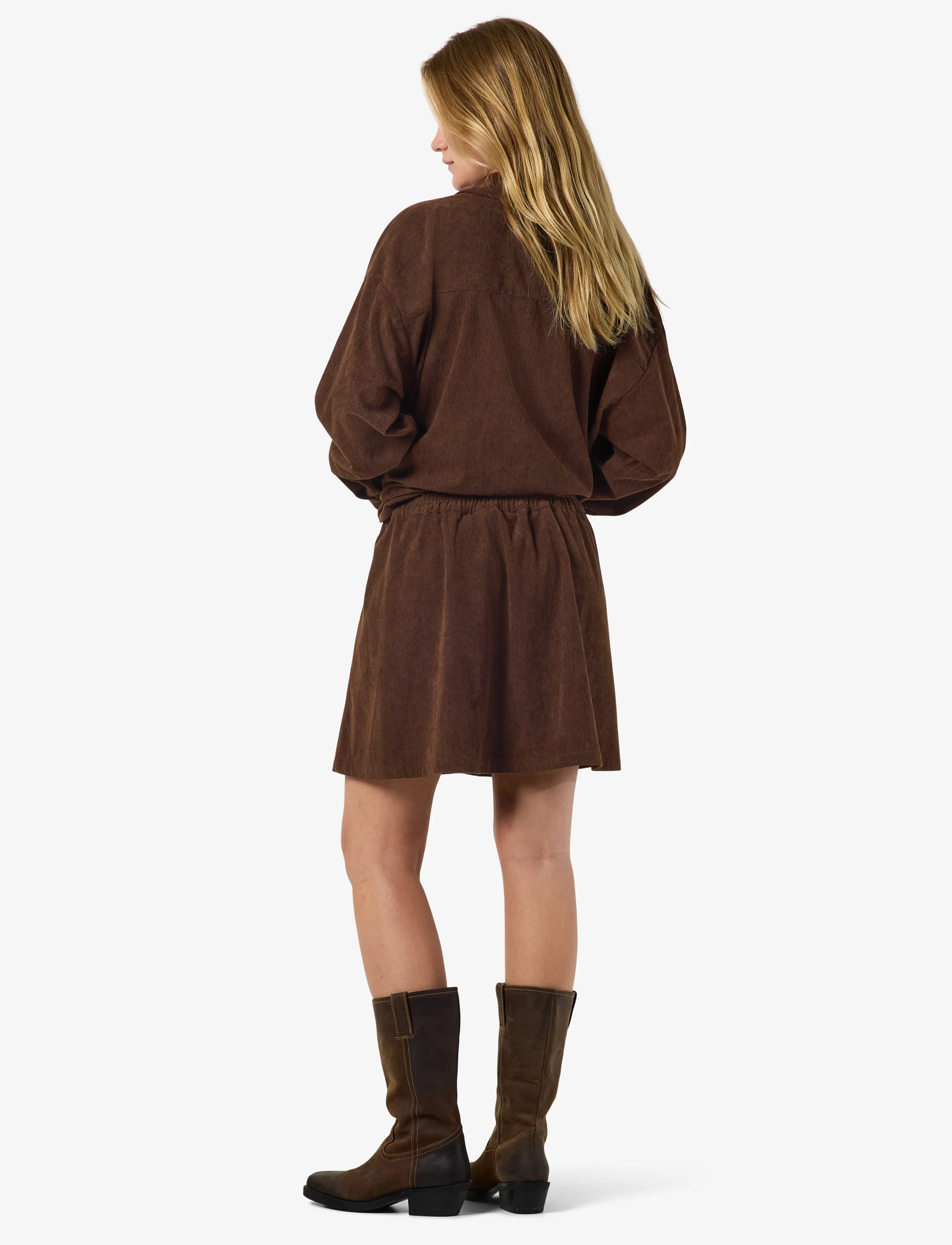 NOISY MAY - NMCARON MW CORDUROY ELASTIC SKIRT - kurze röcke - chocolate brown - 4