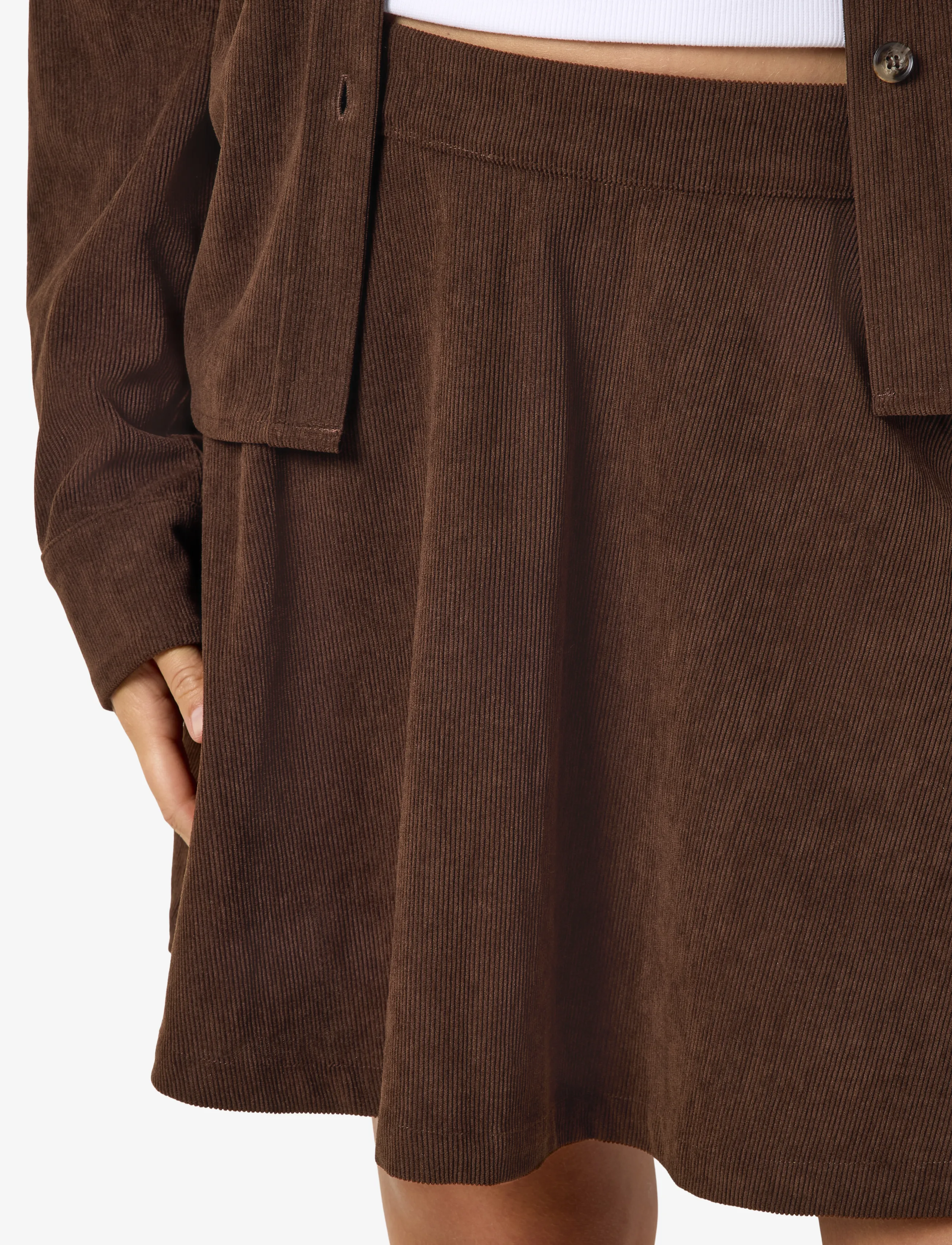 NOISY MAY - NMCARON MW CORDUROY ELASTIC SKIRT - kurze röcke - chocolate brown - 5