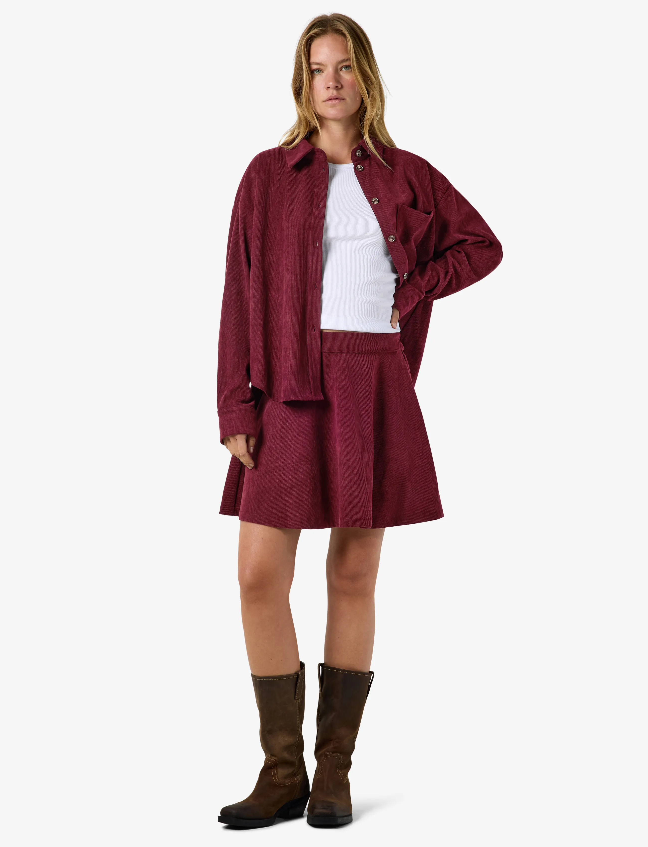 NOISY MAY - NMCARON MW CORDUROY ELASTIC SKIRT - kurze röcke - fig - 3
