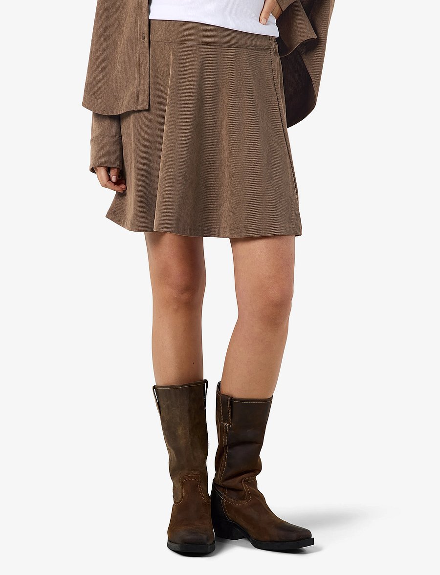 NOISY MAY - NMCARON MW CORDUROY ELASTIC SKIRT - korta kjolar - morel - 0