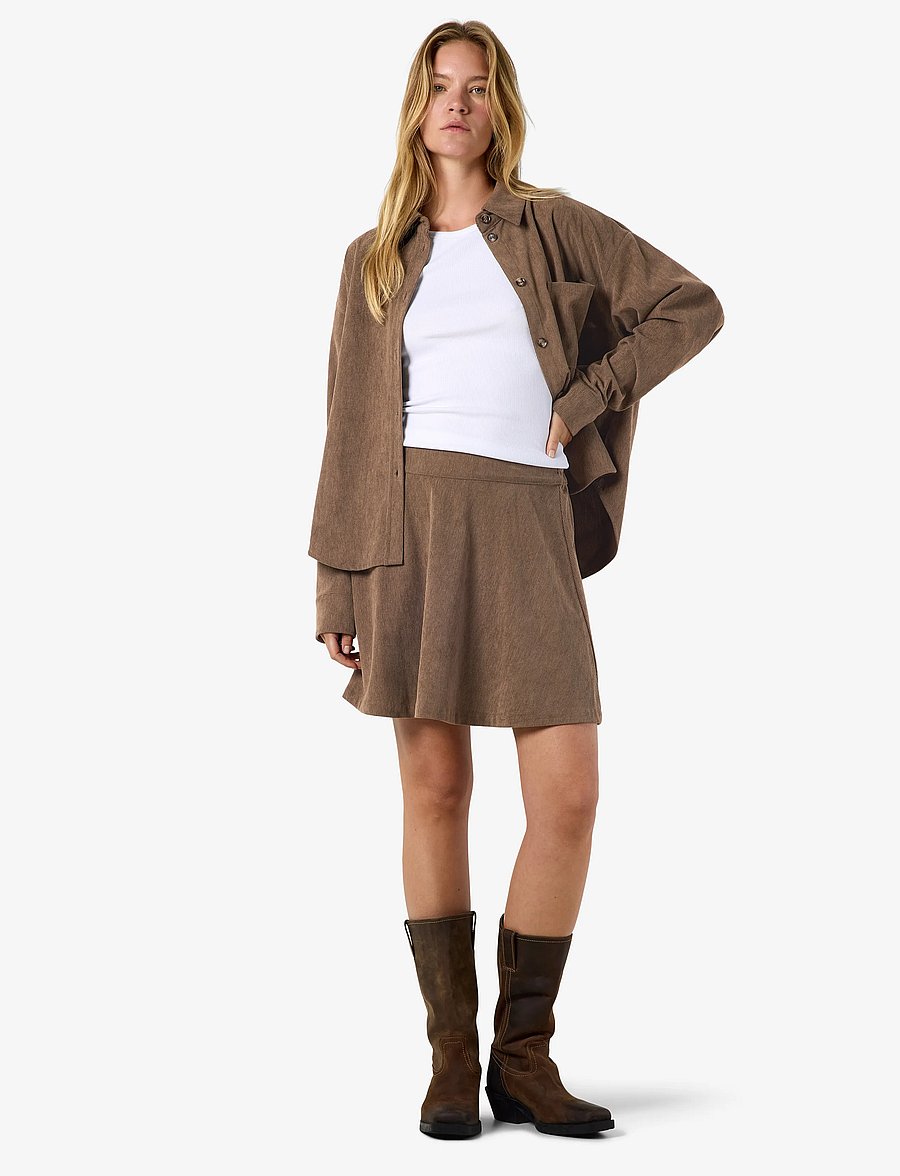 NOISY MAY - NMCARON MW CORDUROY ELASTIC SKIRT - korta kjolar - morel - 3