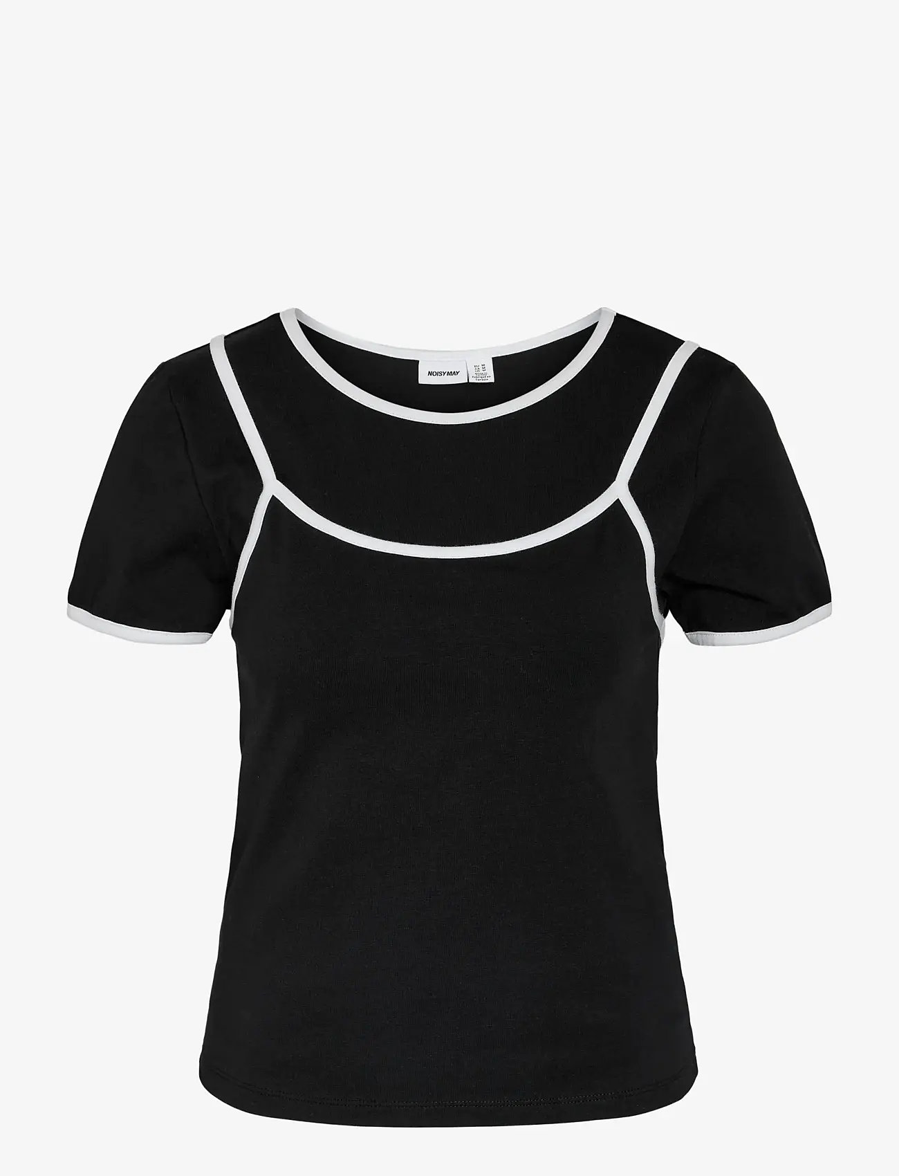 NOISY MAY - NMKERRY S/S DOUBLE LAYER TOP /TNT14 - laveste priser - black - 1