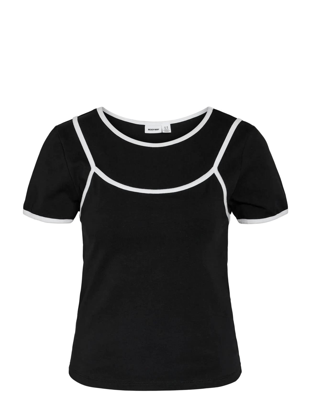 NOISY MAY NMKERRY S/S DOUBLE LAYER TOP /TNT14 - Vaatteet - BLACK / black