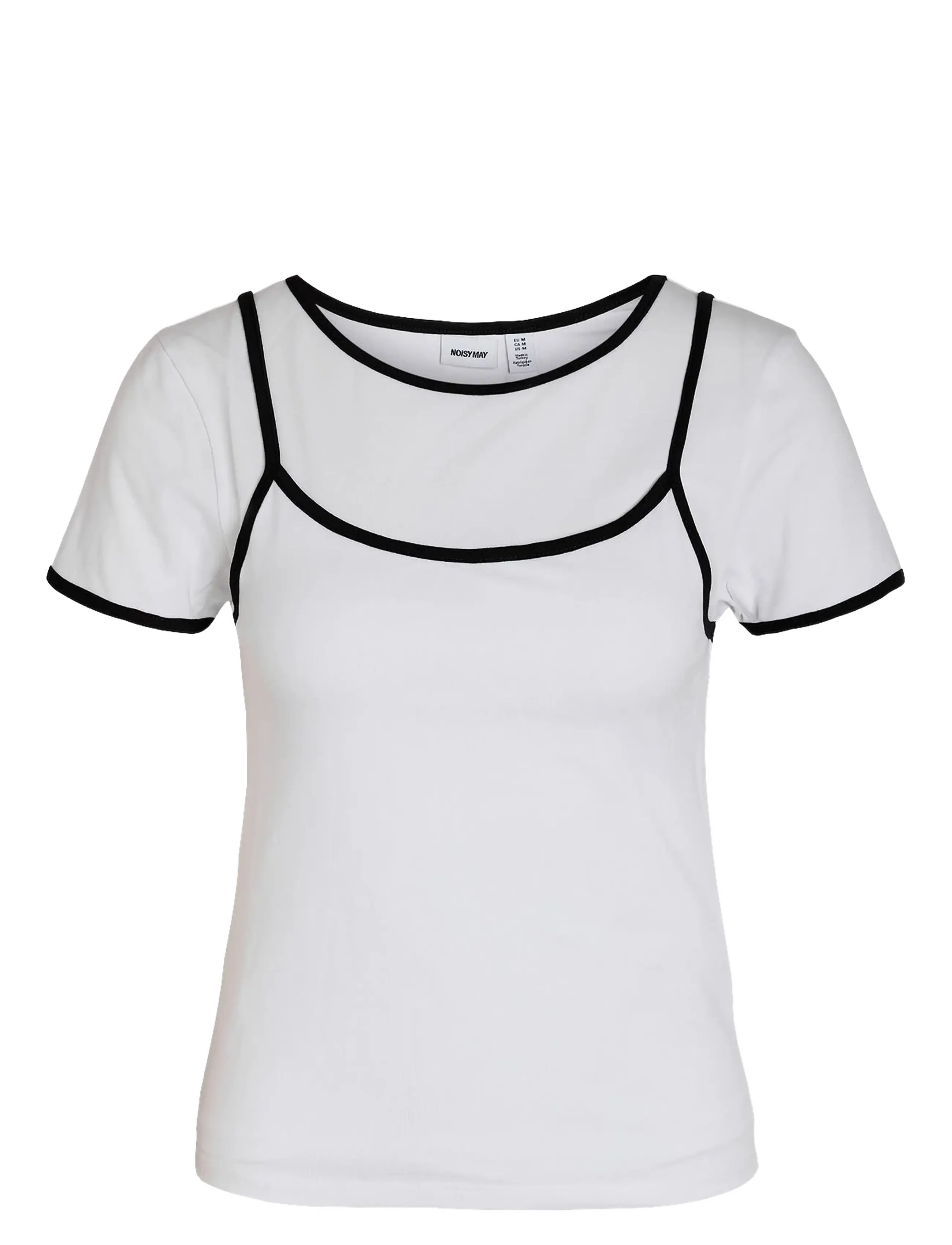 NOISY MAY NMKERRY S/S DOUBLE LAYER TOP /TNT14 - Festivali riietus - BLACK / white
