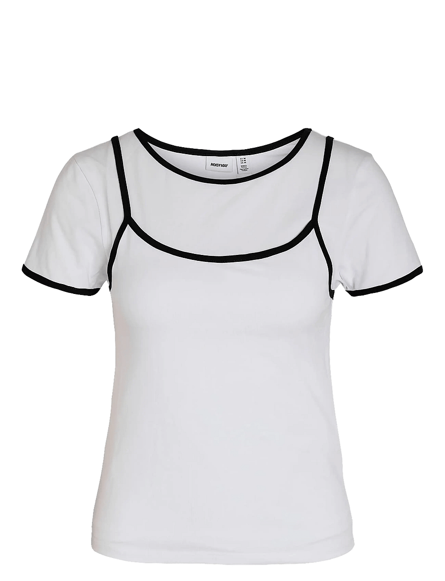 NOISY MAY - NMKERRY S/S DOUBLE LAYER TOP /TNT14 - t-särgid - black - 0