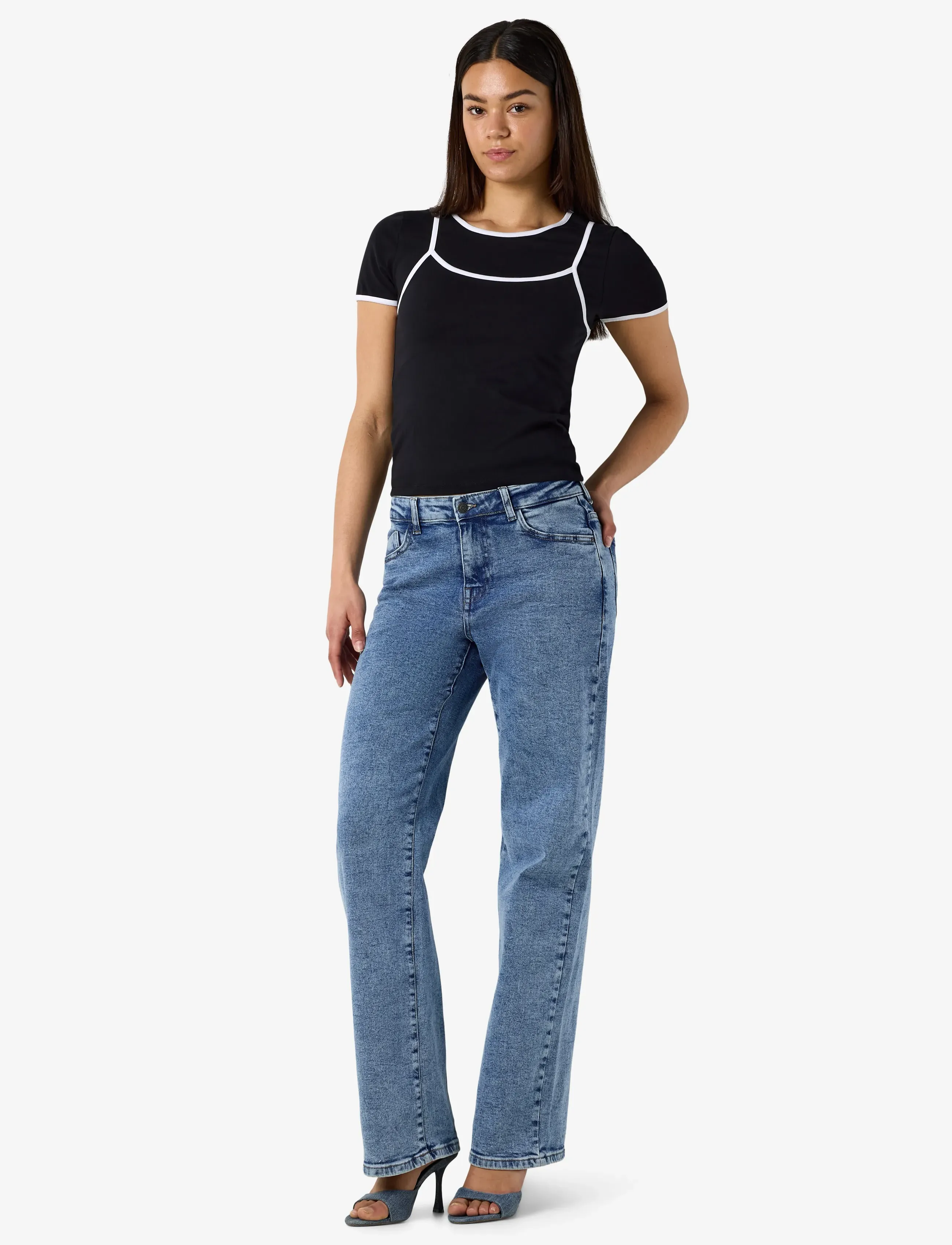 NOISY MAY - NMKERRY S/S DOUBLE LAYER TOP /TNT14 - lowest prices - black - 2