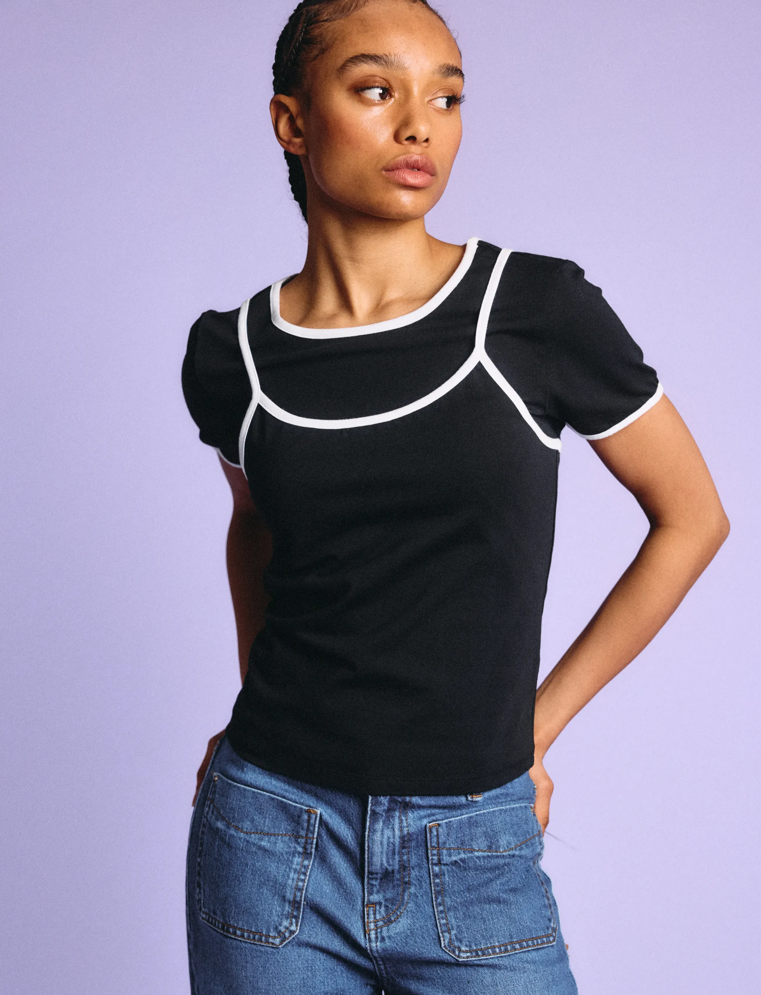 NOISY MAY - NMKERRY S/S DOUBLE LAYER TOP /TNT14 - lowest prices - black - 5