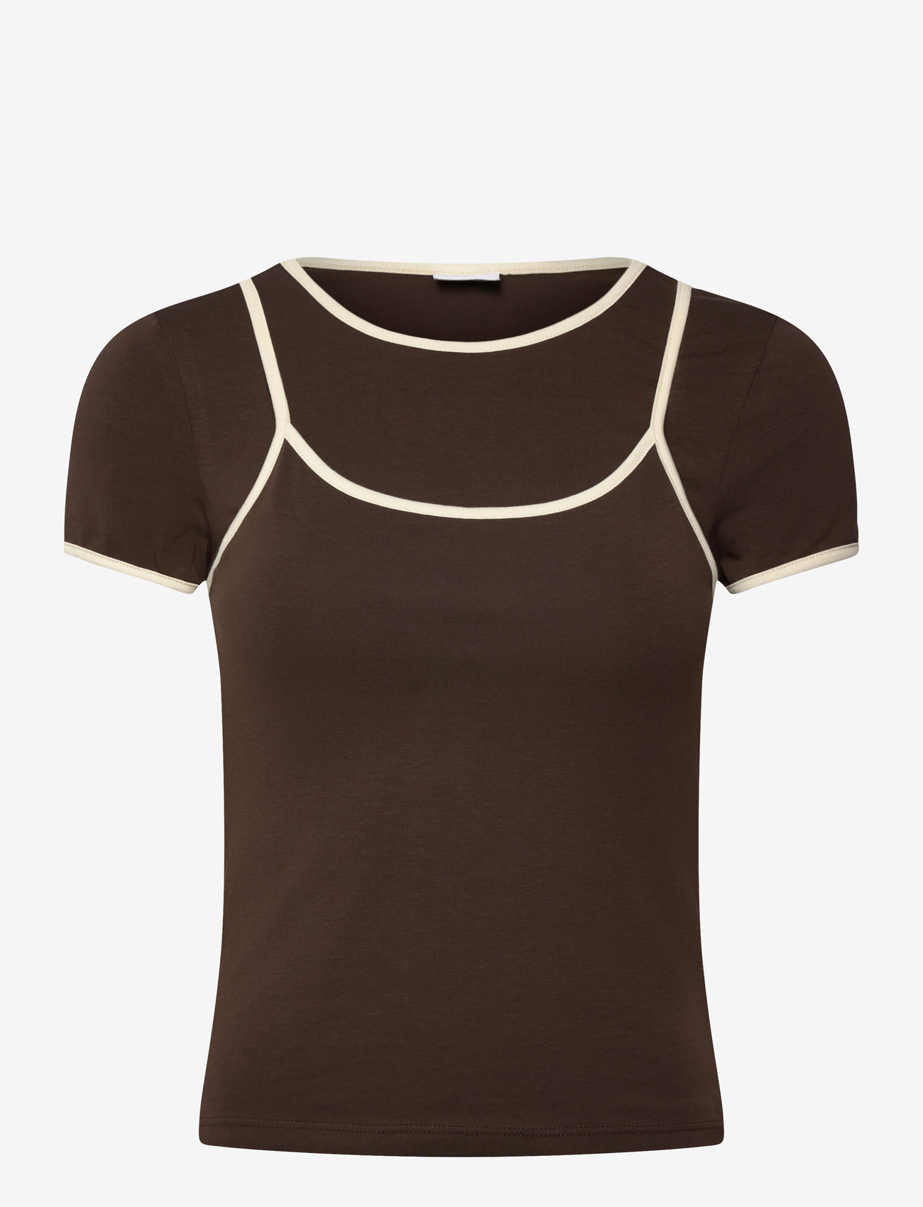 NOISY MAY - NMKERRY S/S DOUBLE LAYER TOP /TNT14 - t-shirts - demitasse - 0