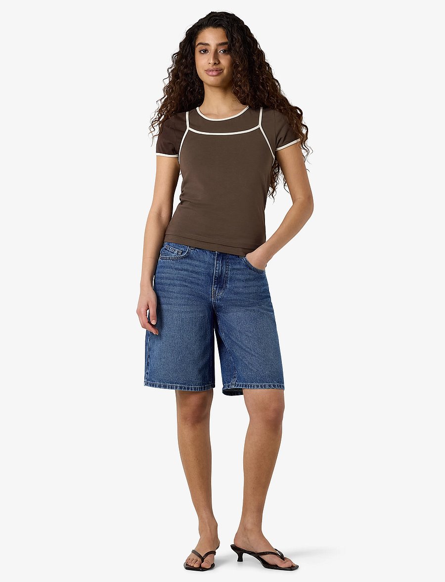 NOISY MAY - NMKERRY S/S DOUBLE LAYER TOP /TNT14 - t-shirts - demitasse - 2