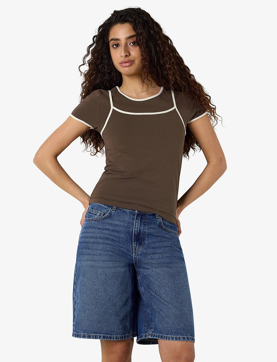 NOISY MAY - NMKERRY S/S DOUBLE LAYER TOP /TNT14 - t-shirts - demitasse - 5