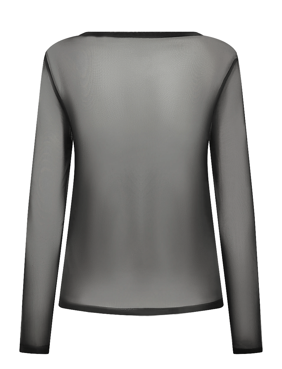 NOISY MAY - NMJUDITH L/S DOUBLELAYER MESH TOP TNT/14 - långärmade toppar - black - 2