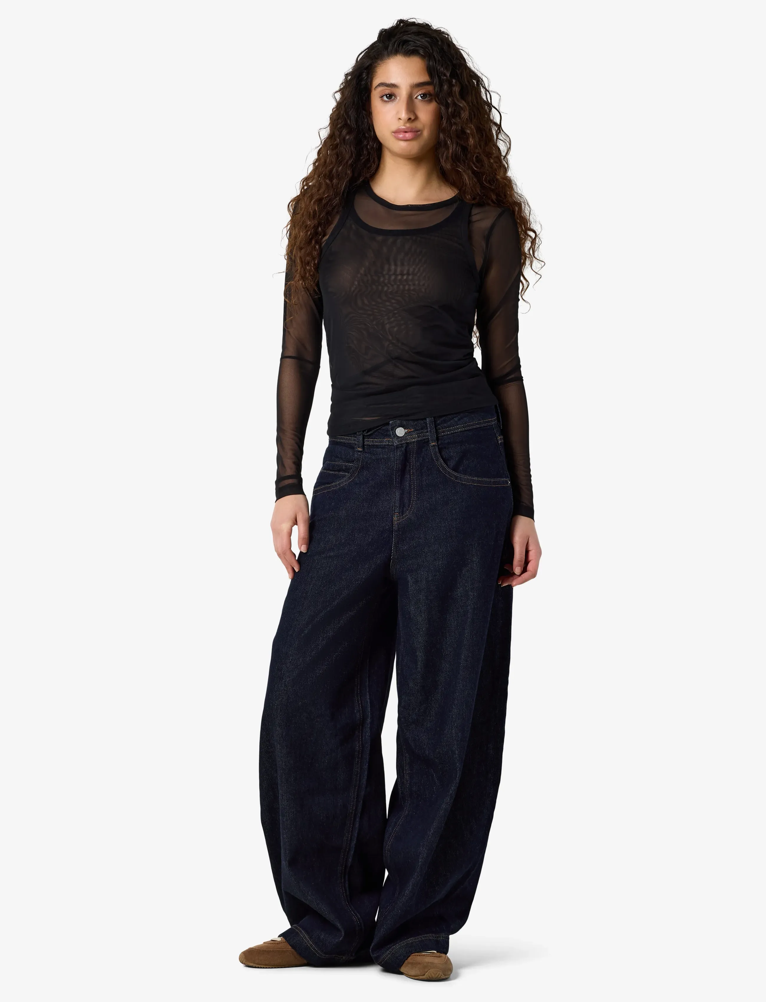 NOISY MAY - NMJUDITH L/S DOUBLELAYER MESH TOP TNT/14 - långärmade toppar - black - 3