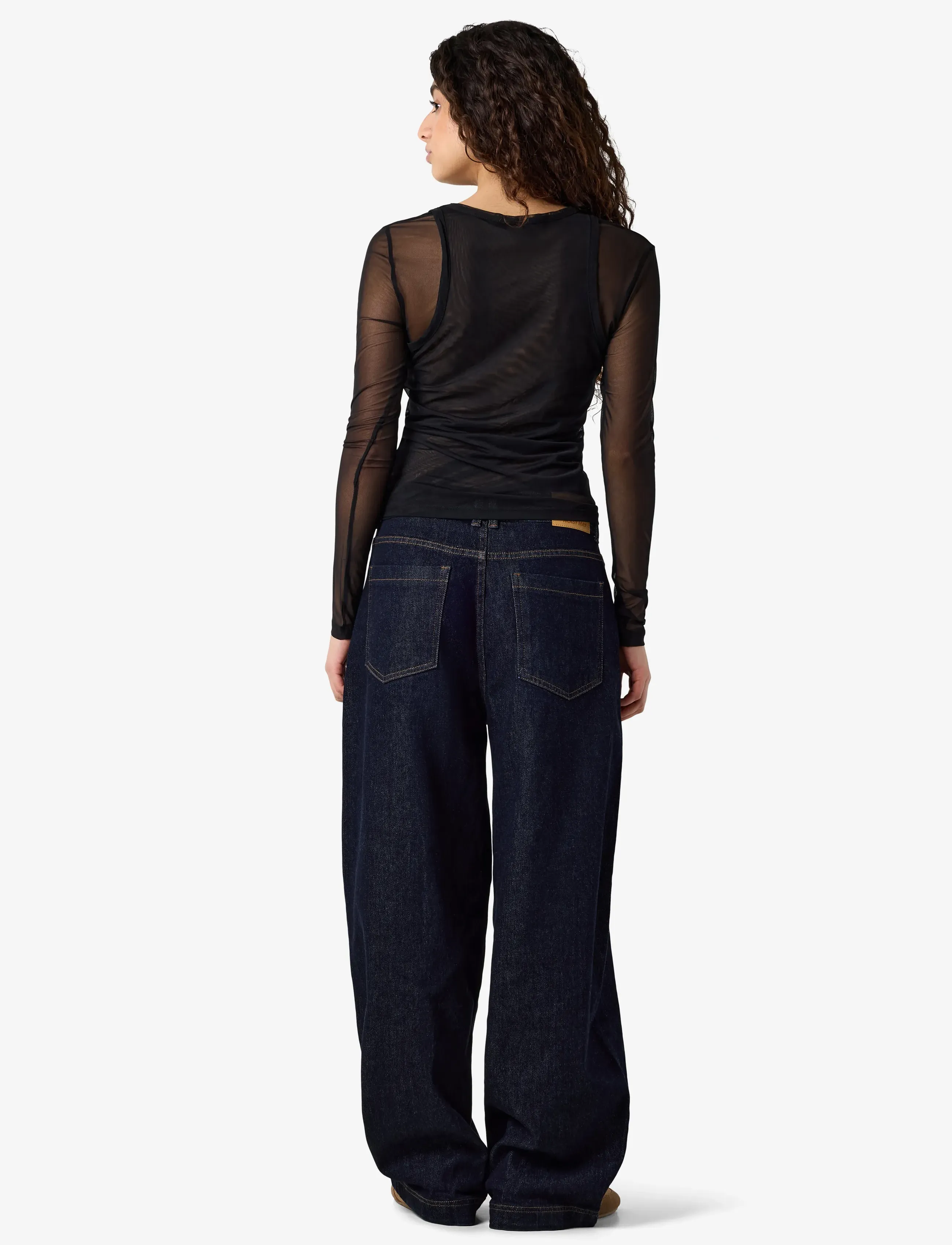 NOISY MAY - NMJUDITH L/S DOUBLELAYER MESH TOP TNT/14 - långärmade toppar - black - 4