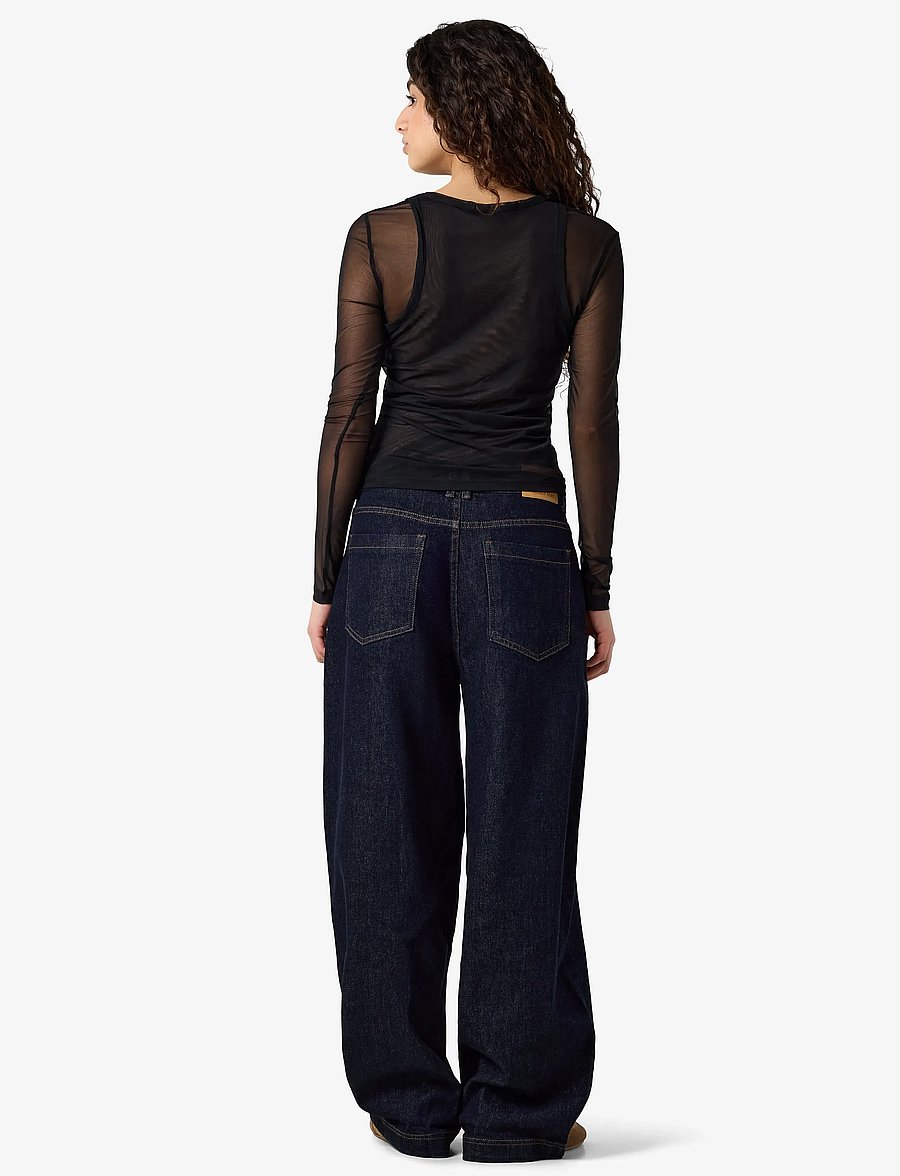 NOISY MAY - NMJUDITH L/S DOUBLELAYER MESH TOP TNT/14 - långärmade toppar - black - 4