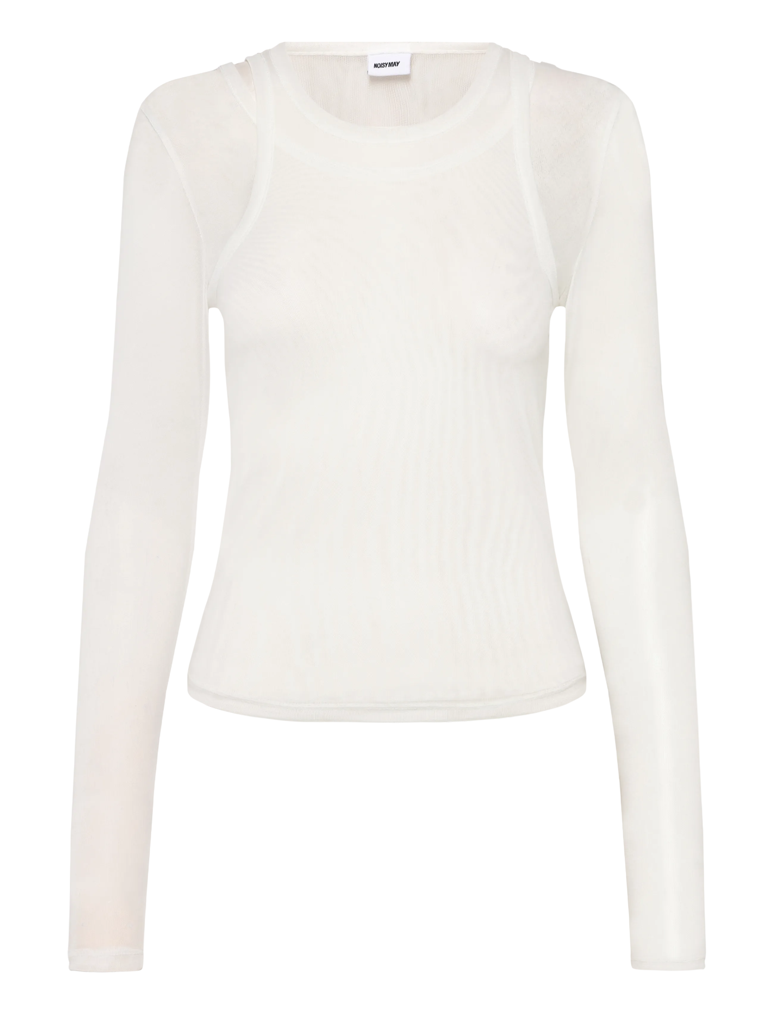 NOISY MAY NMJUDITH L/S DOUBLELAYER MESH TOP TNT/14 - New arrivals - BRIGHT WHITE / white