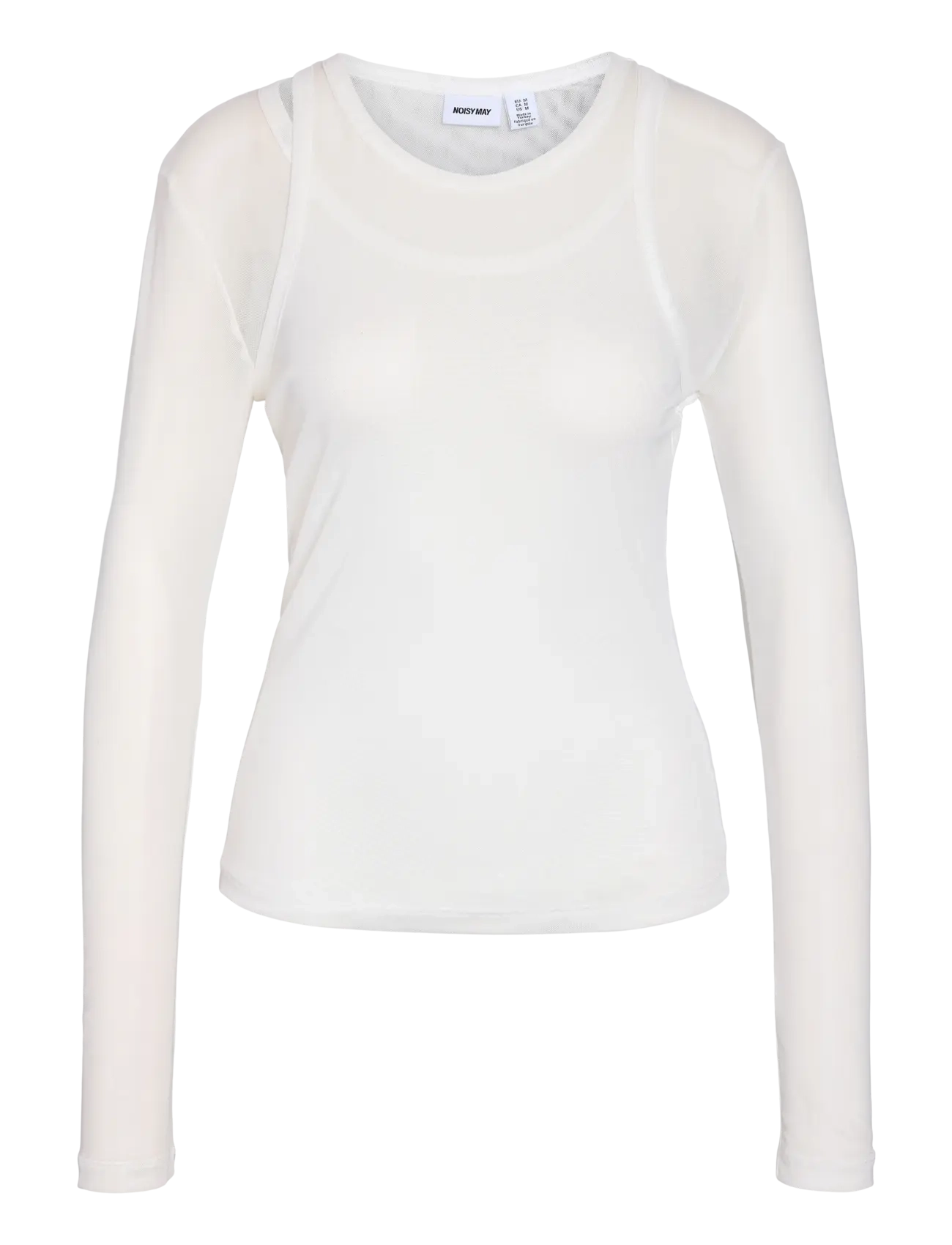 NOISY MAY - NMJUDITH L/S DOUBLELAYER MESH TOP TNT/14 - bright white - 1