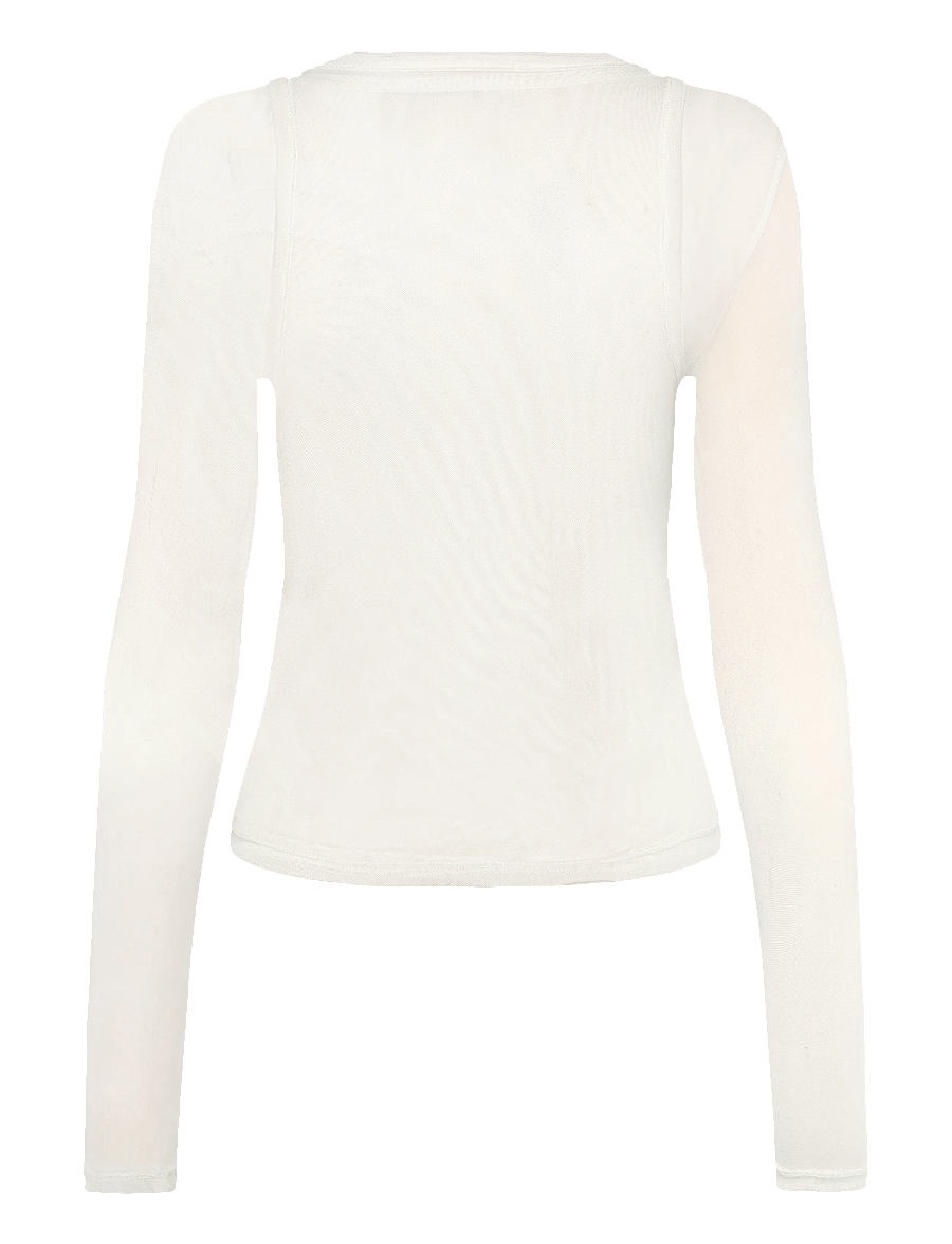 NOISY MAY - NMJUDITH L/S DOUBLELAYER MESH TOP TNT/14 - långärmade toppar - bright white - 2