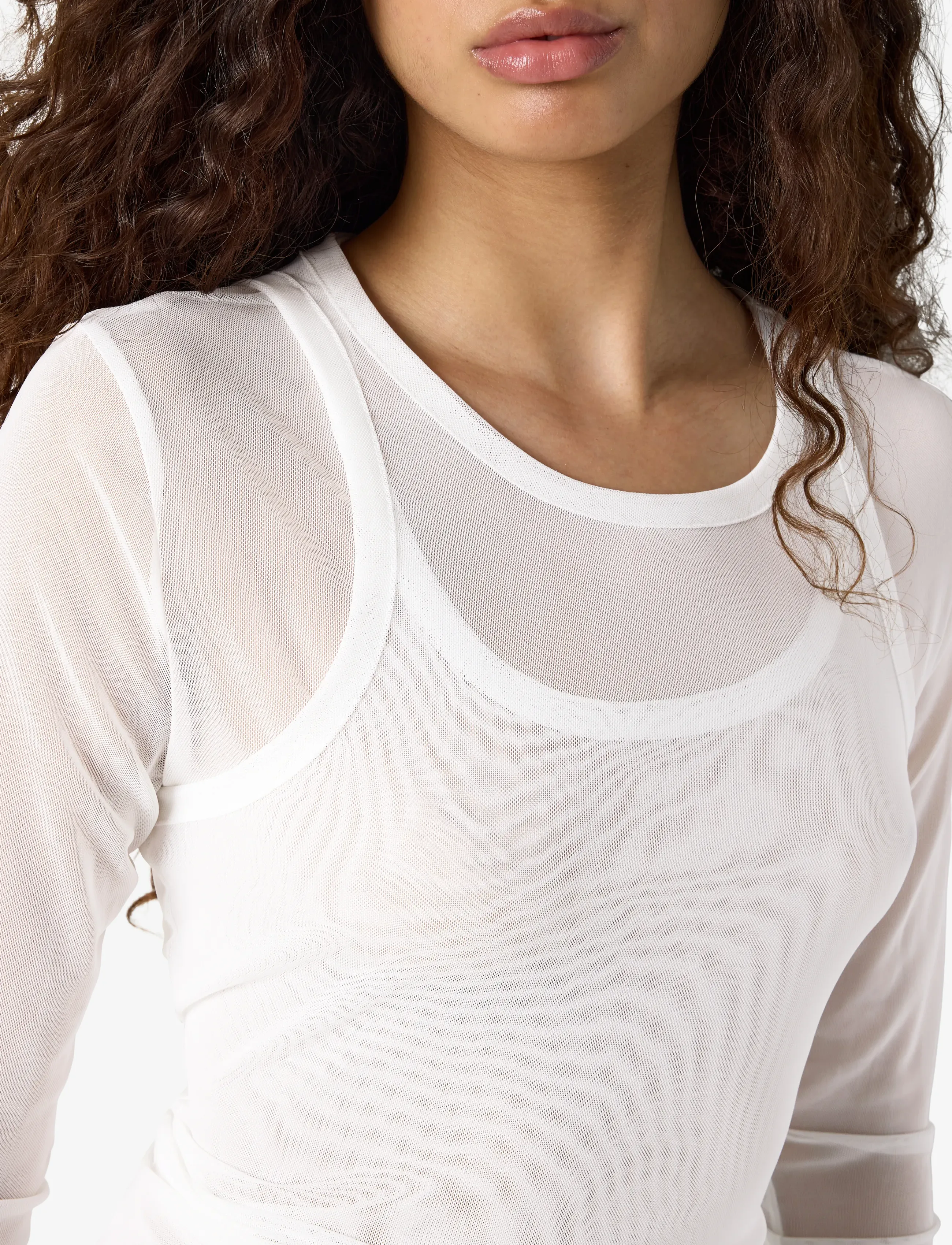 NOISY MAY - NMJUDITH L/S DOUBLELAYER MESH TOP TNT/14 - bright white - 4