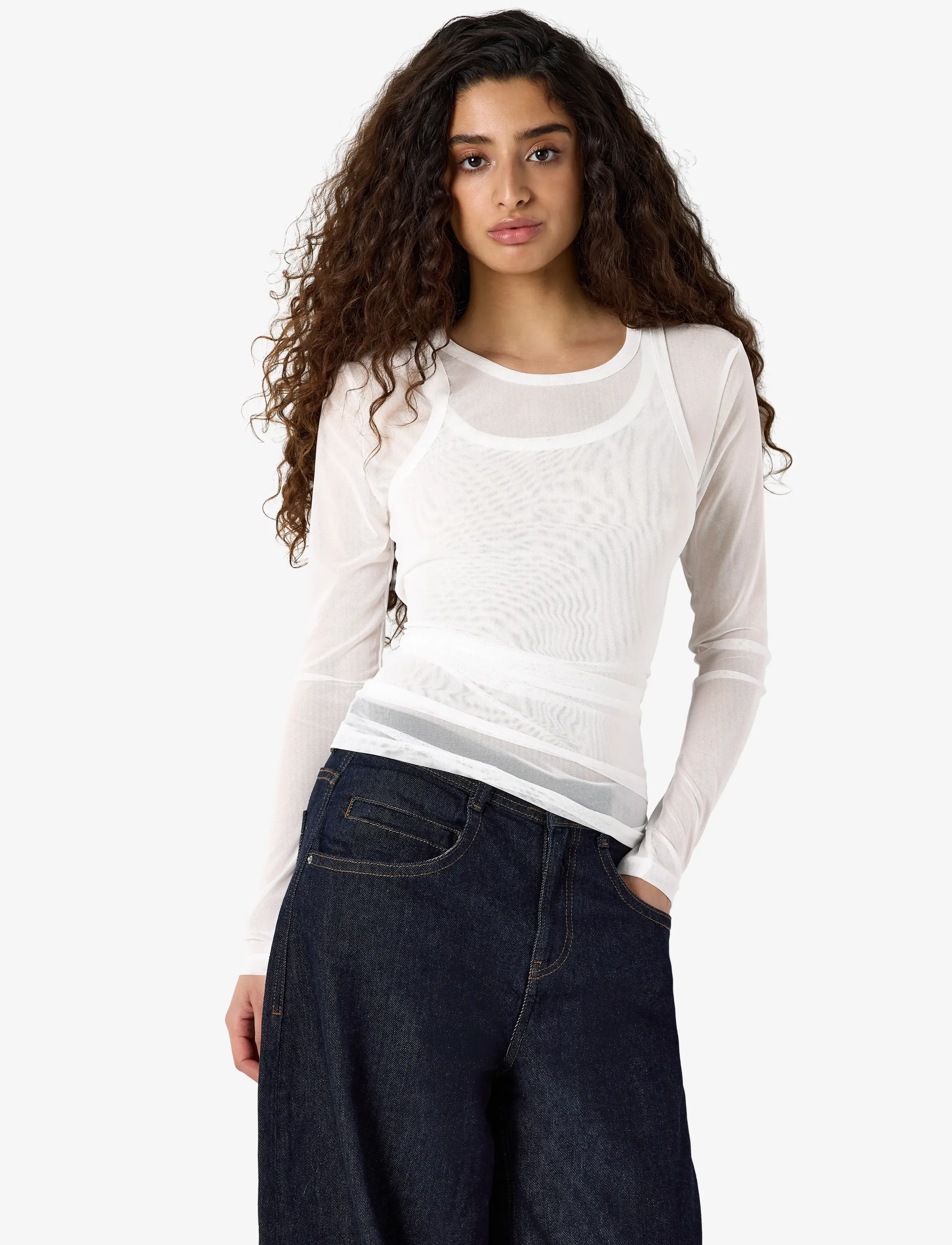 NOISY MAY Nmjudith L/S Doublelayer Mesh Top Tnt/14 långärmade t-shirt dam – bild 6