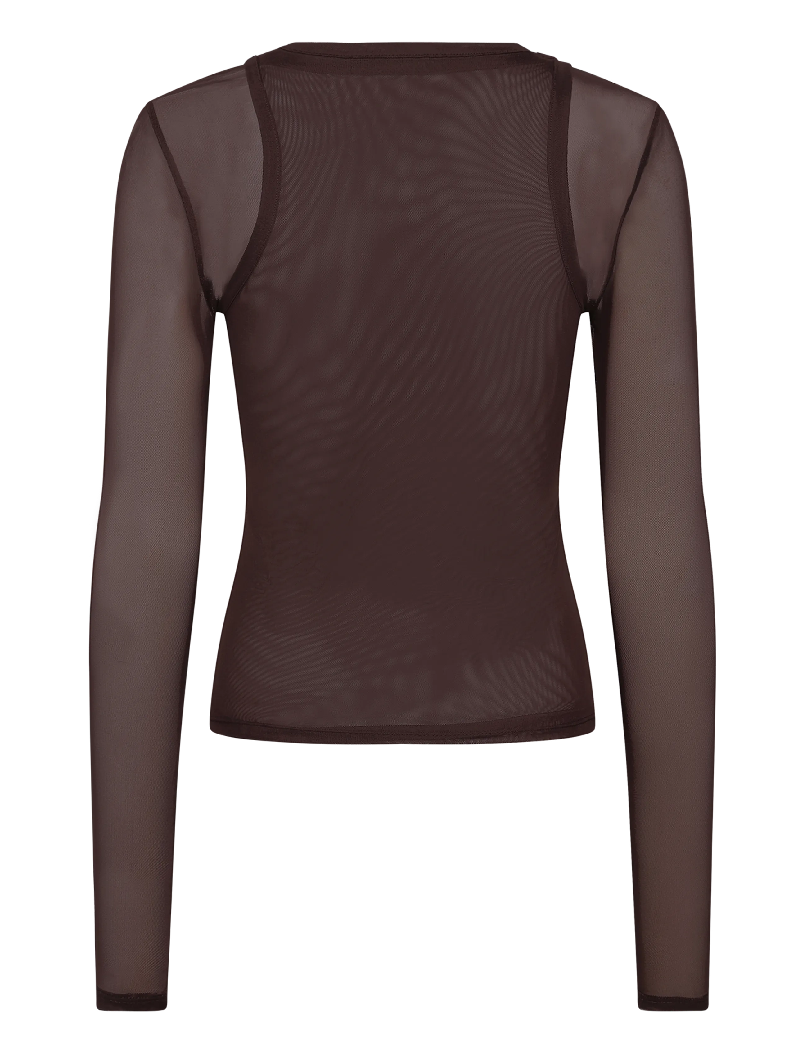 NOISY MAY - NMJUDITH L/S DOUBLELAYER MESH TOP TNT/14 - långärmade toppar - chocolate brown - 2