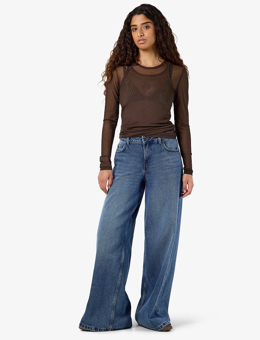 NOISY MAY - NMJUDITH L/S DOUBLELAYER MESH TOP TNT/14 - langærmede toppe - chocolate brown - 3
