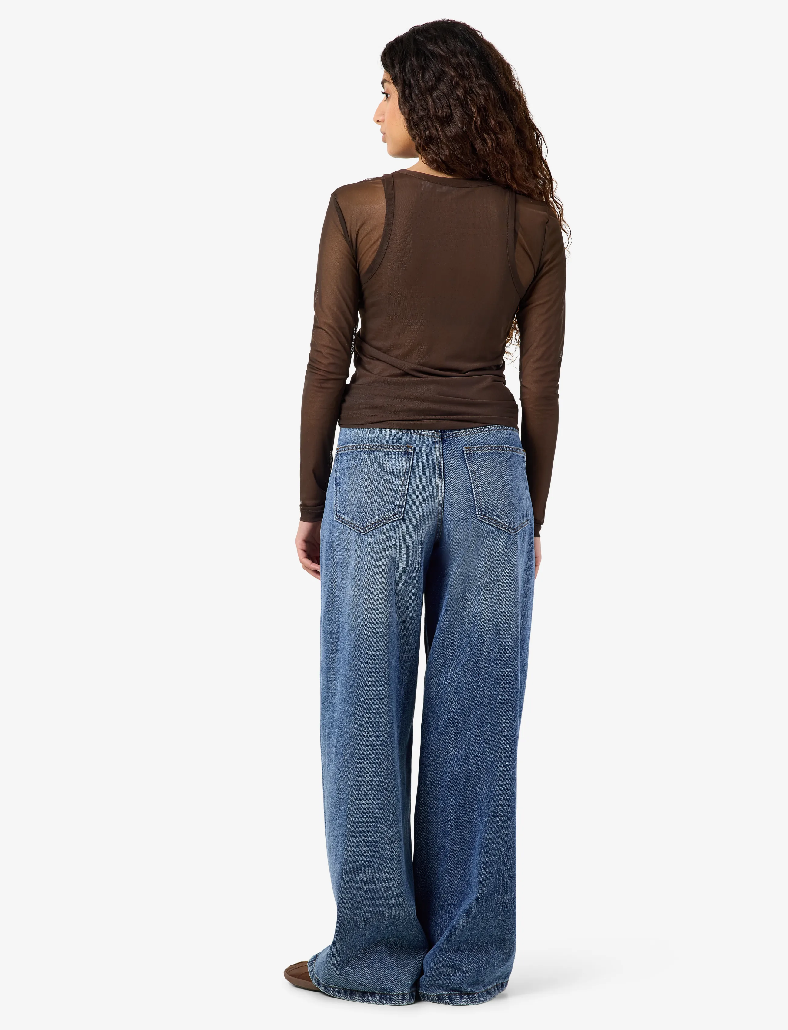 NOISY MAY - NMJUDITH L/S DOUBLELAYER MESH TOP TNT/14 - chocolate brown - 3