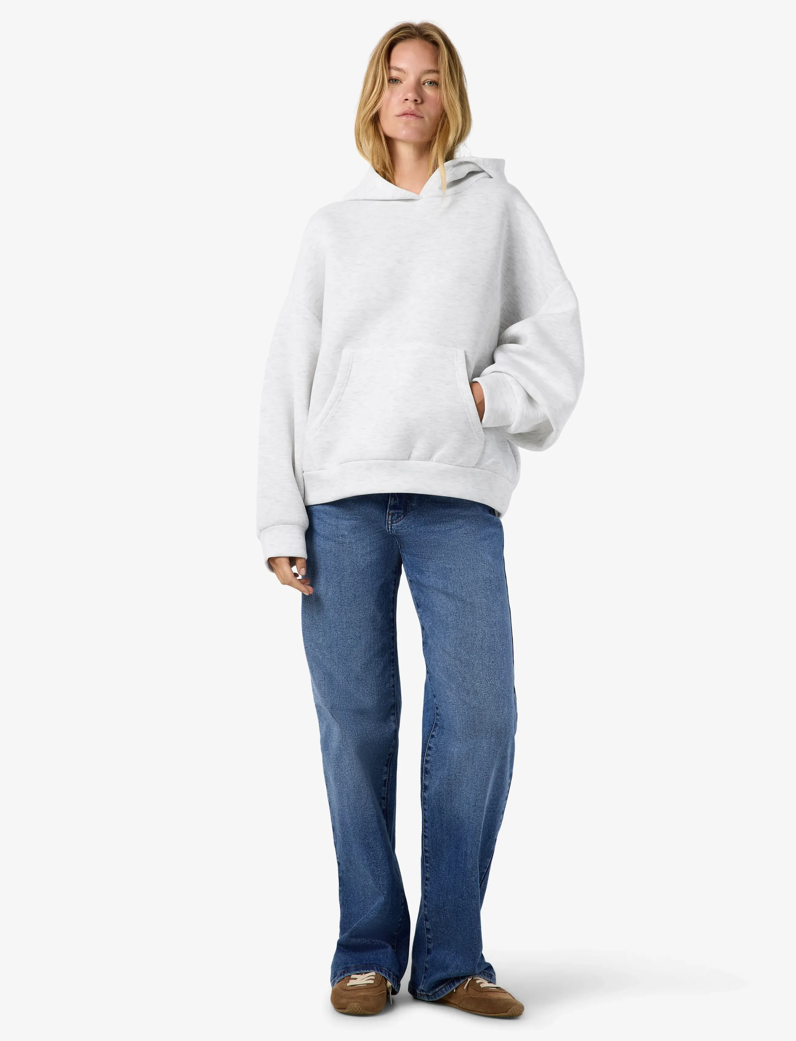 NOISY MAY - NMWEEK SCUBA OVERSIZED HOODIE JERSEY - autumn savings - light grey melange - 3