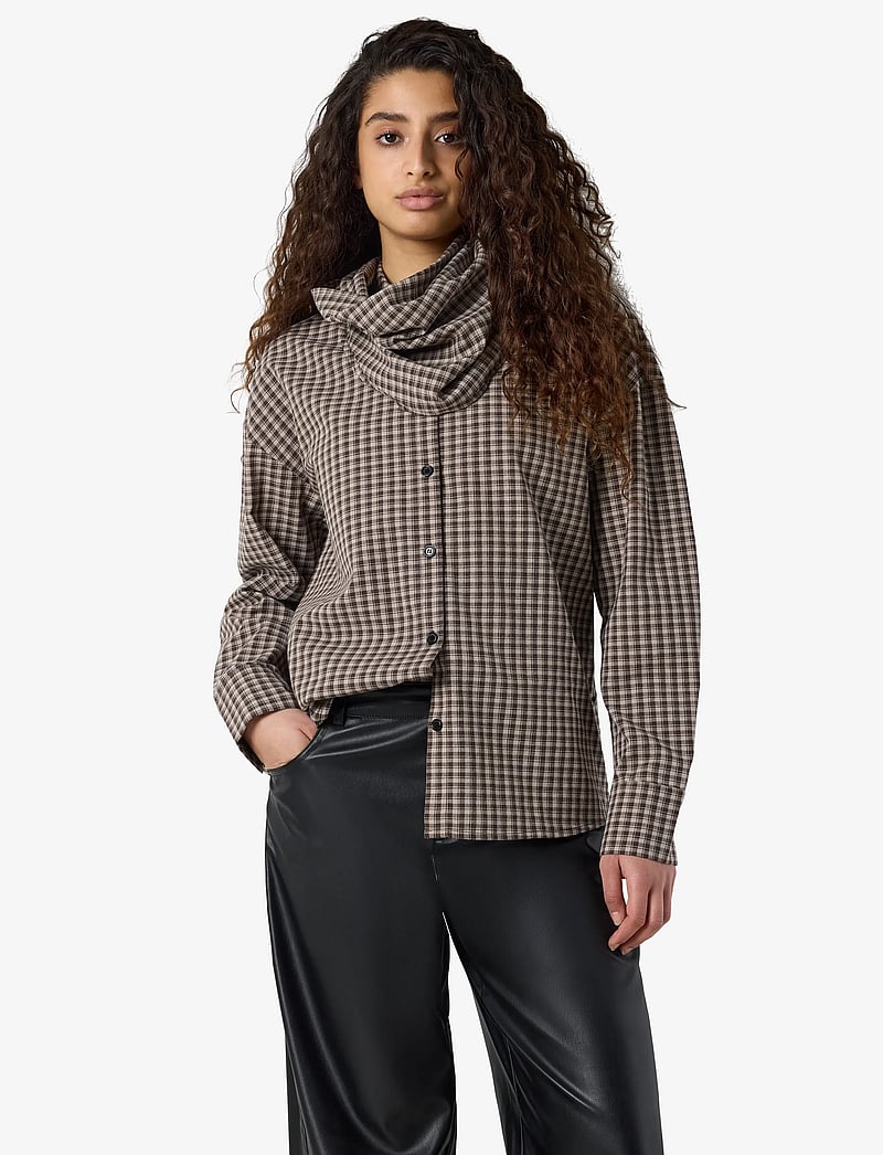 NOISY MAY - NMKILAH L/S SCARFSHIRT - langärmlige hemden - oatmeal - 0