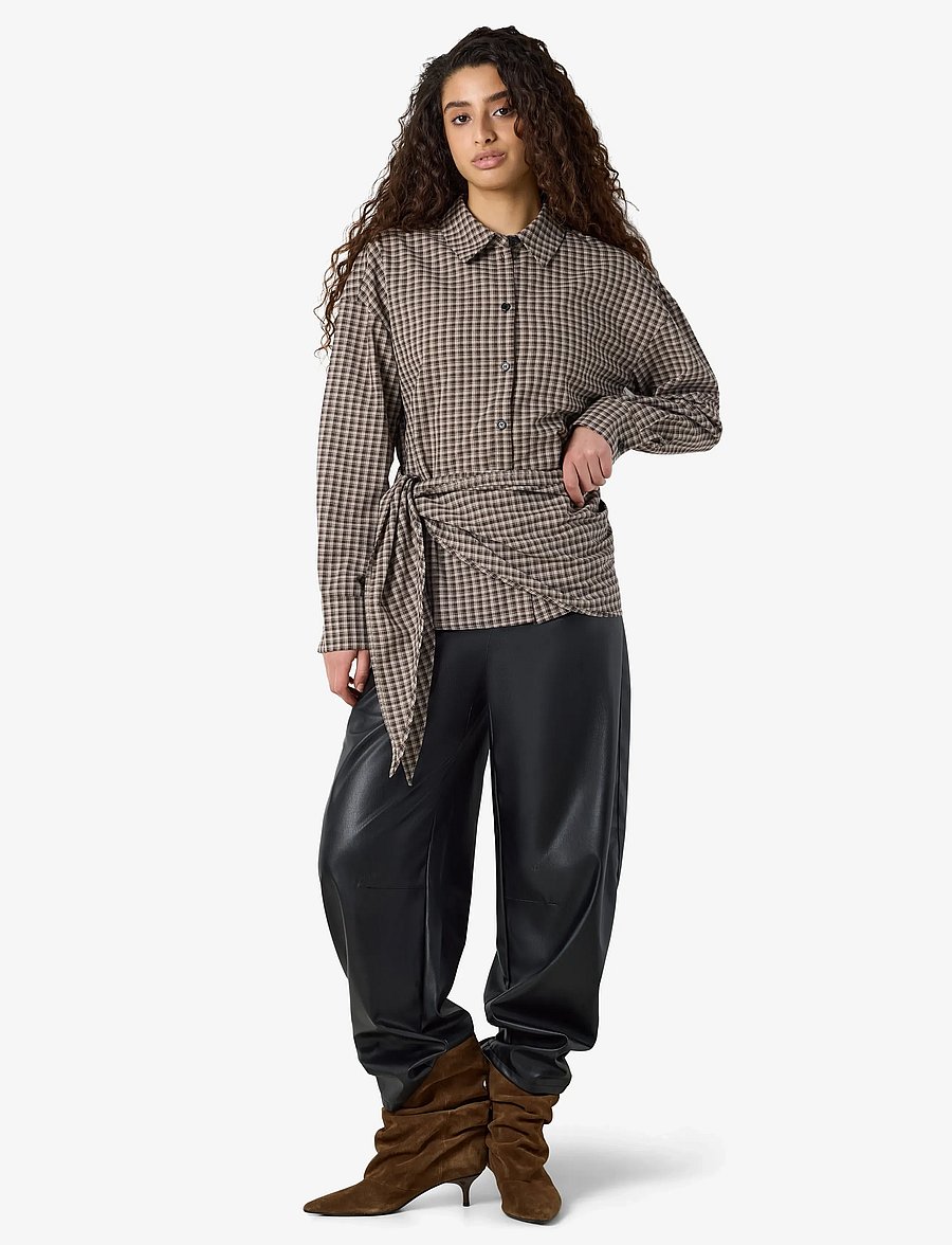 NOISY MAY - NMKILAH L/S SCARFSHIRT - långärmade skjortor - oatmeal - 3