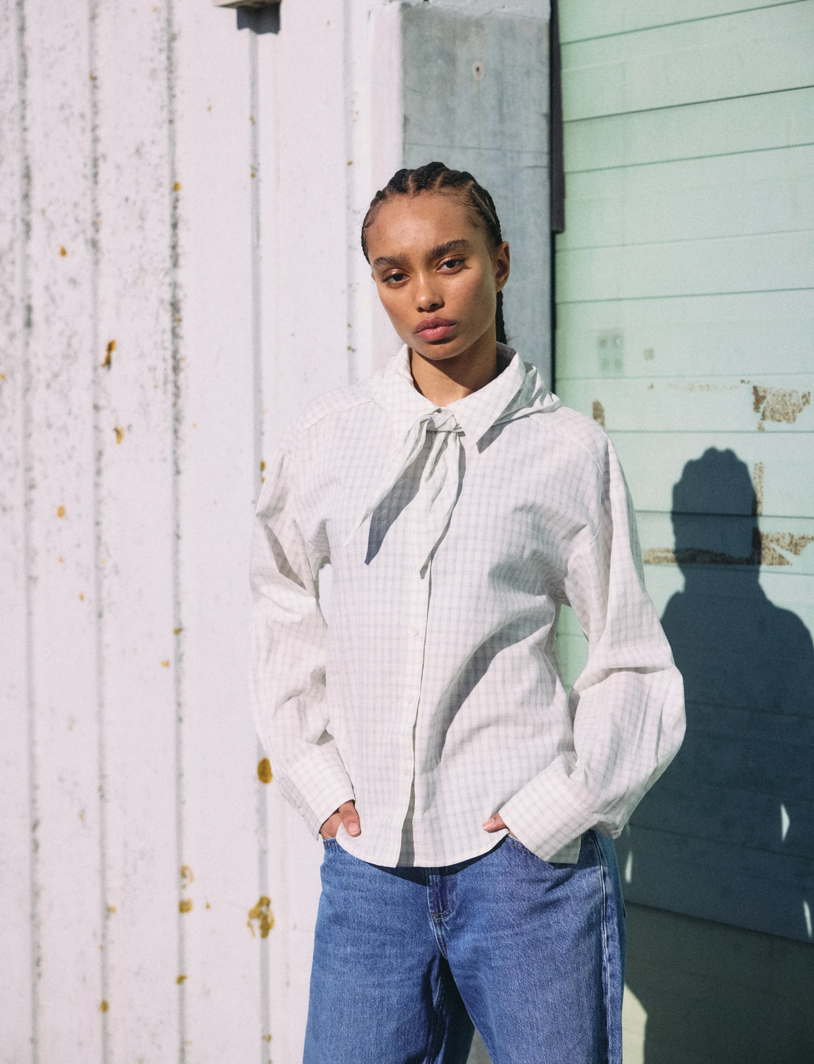 NOISY MAY - NMPAULIE L/S BUTTON  SCARF SHIRT TNT/17 - langærmede skjorter - birch - 5