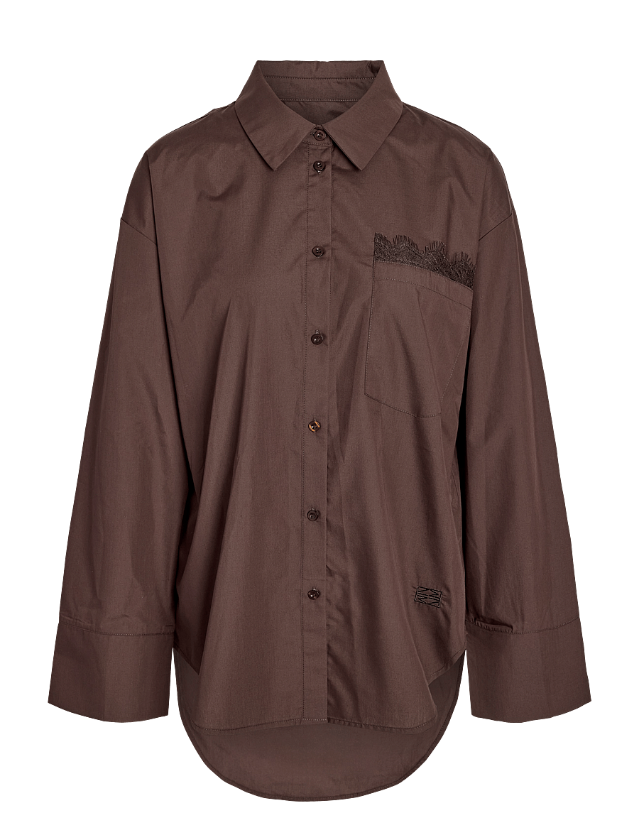 NOISY MAY - NMFRIDA L/S BUTTON LACE SHIRT TNT/17 - pikkade varrukatega särgid - puce - 1