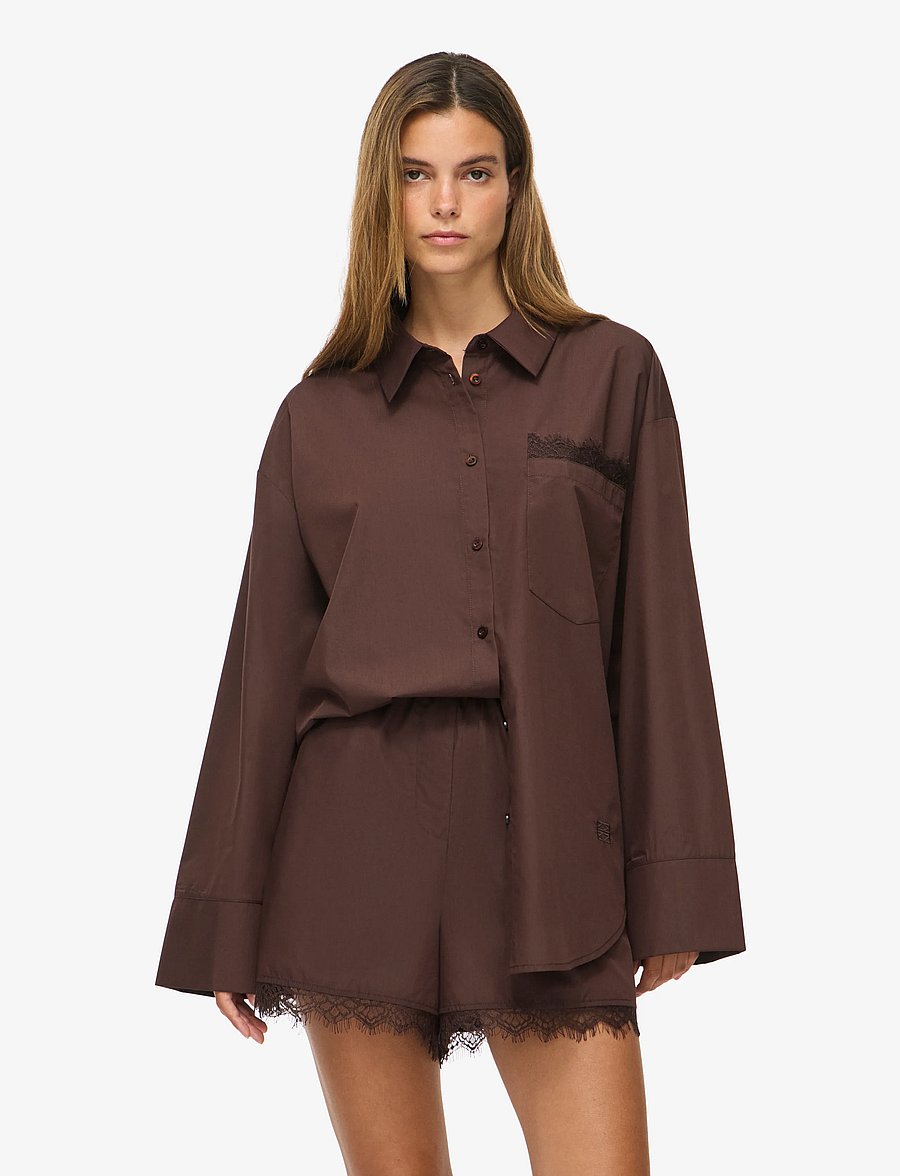NOISY MAY - NMFRIDA L/S BUTTON LACE SHIRT TNT/17 - pikkade varrukatega särgid - puce - 0