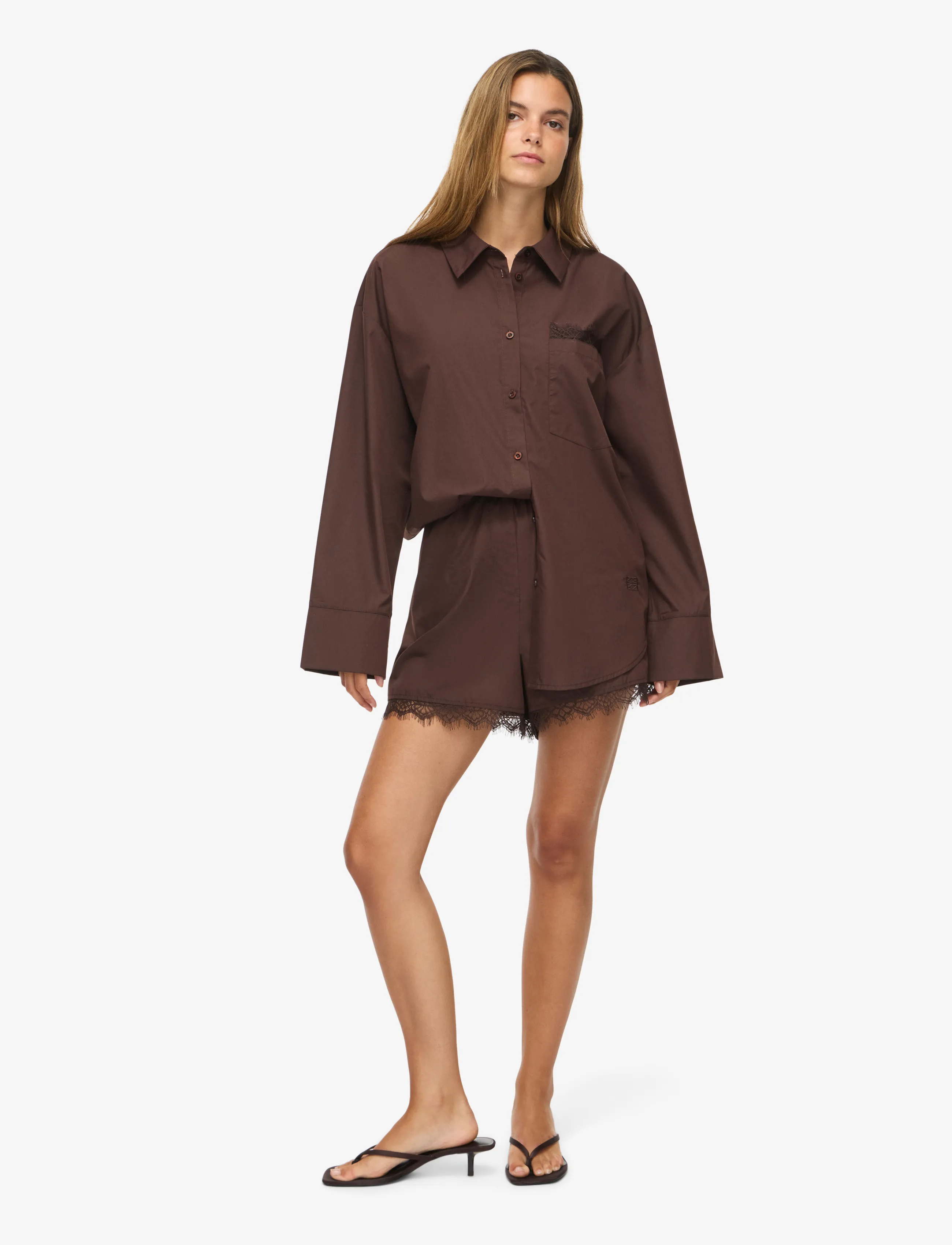 NOISY MAY - NMFRIDA L/S BUTTON LACE SHIRT TNT/17 - puce - 4