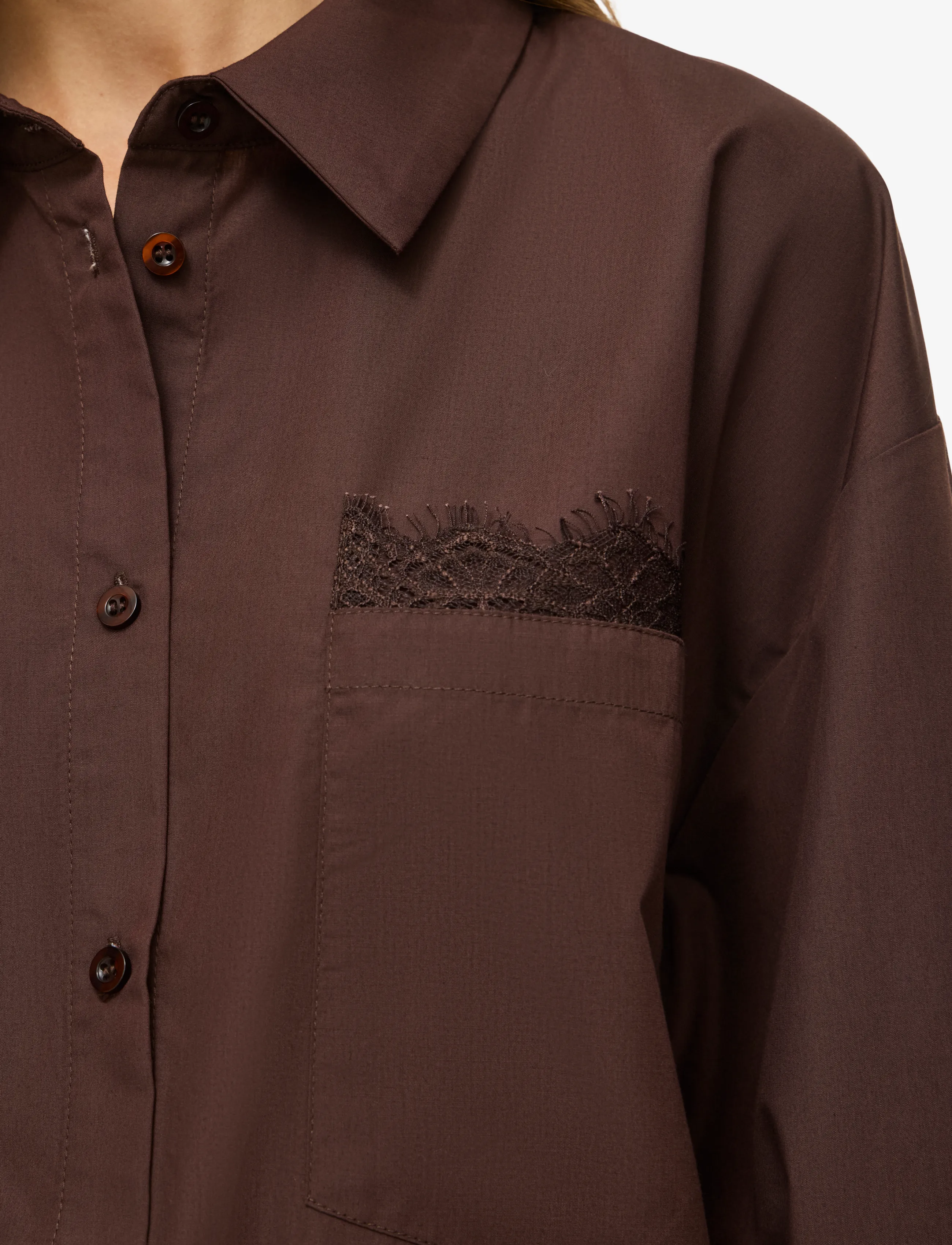 NOISY MAY - NMFRIDA L/S BUTTON LACE SHIRT TNT/17 - puce - 5
