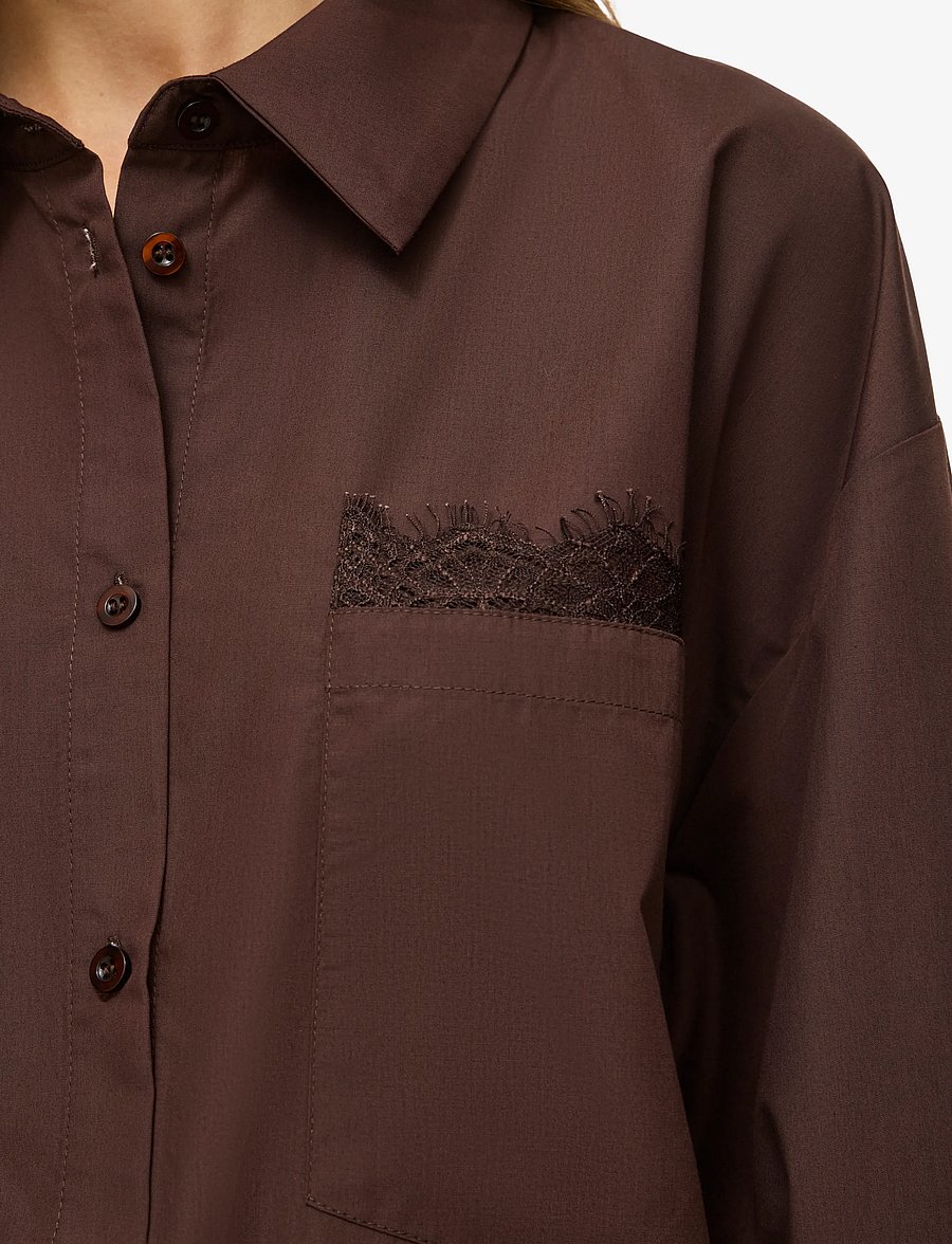 NOISY MAY - NMFRIDA L/S BUTTON LACE SHIRT TNT/17 - pikkade varrukatega särgid - puce - 5