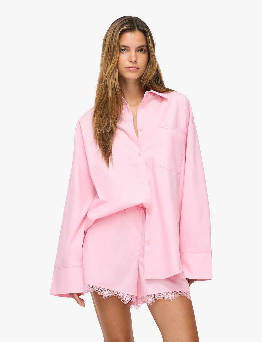NOISY MAY - NMFRIDA L/S BUTTON LACE SHIRT TNT/17 - langärmlige hemden - romance rose - 0