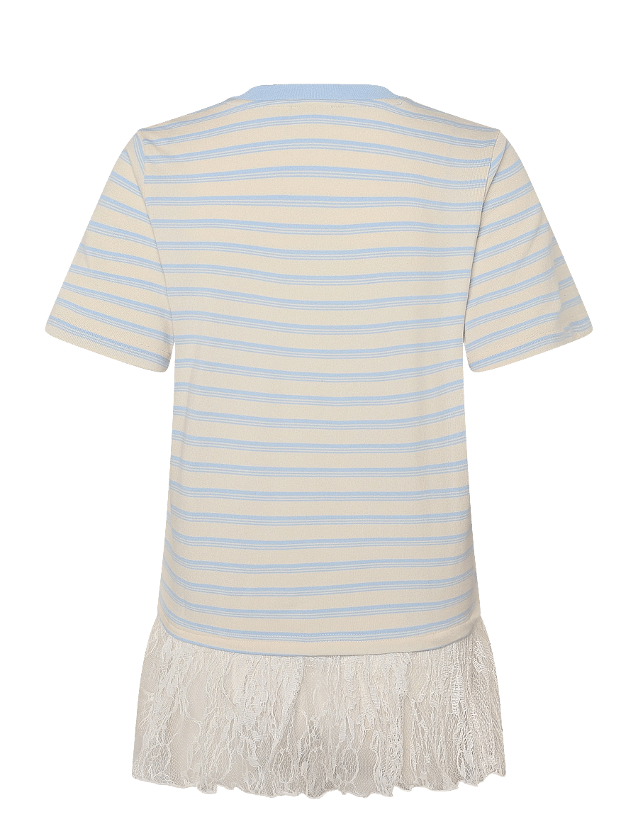 NOISY MAY - NMEMBER SS STRIPE LACE TOP - t-shirts - birch - 2