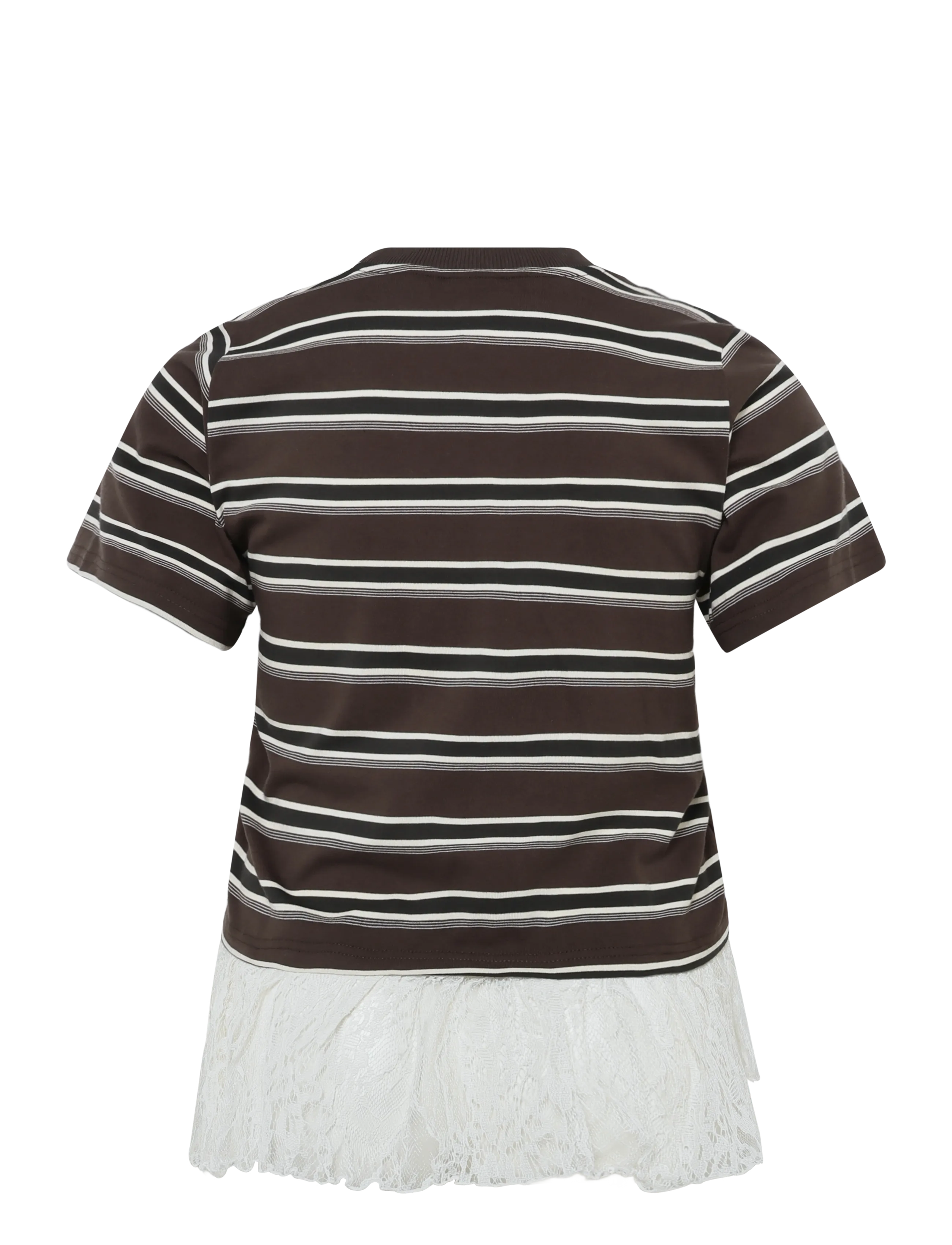 NOISY MAY - NMEMBER SS STRIPE LACE TOP - t-shirts - chocolate brown - 2
