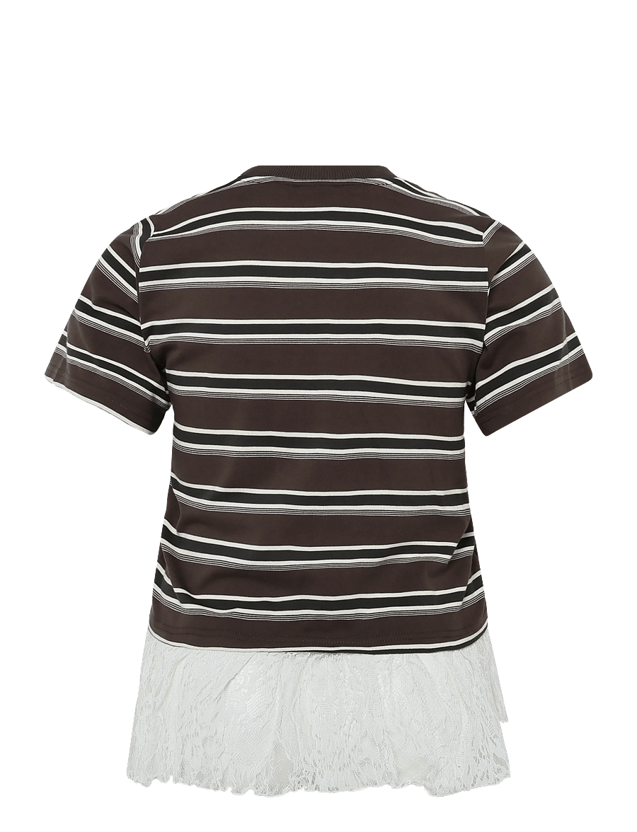 NOISY MAY - NMEMBER SS STRIPE LACE TOP - t-shirts - chocolate brown - 2
