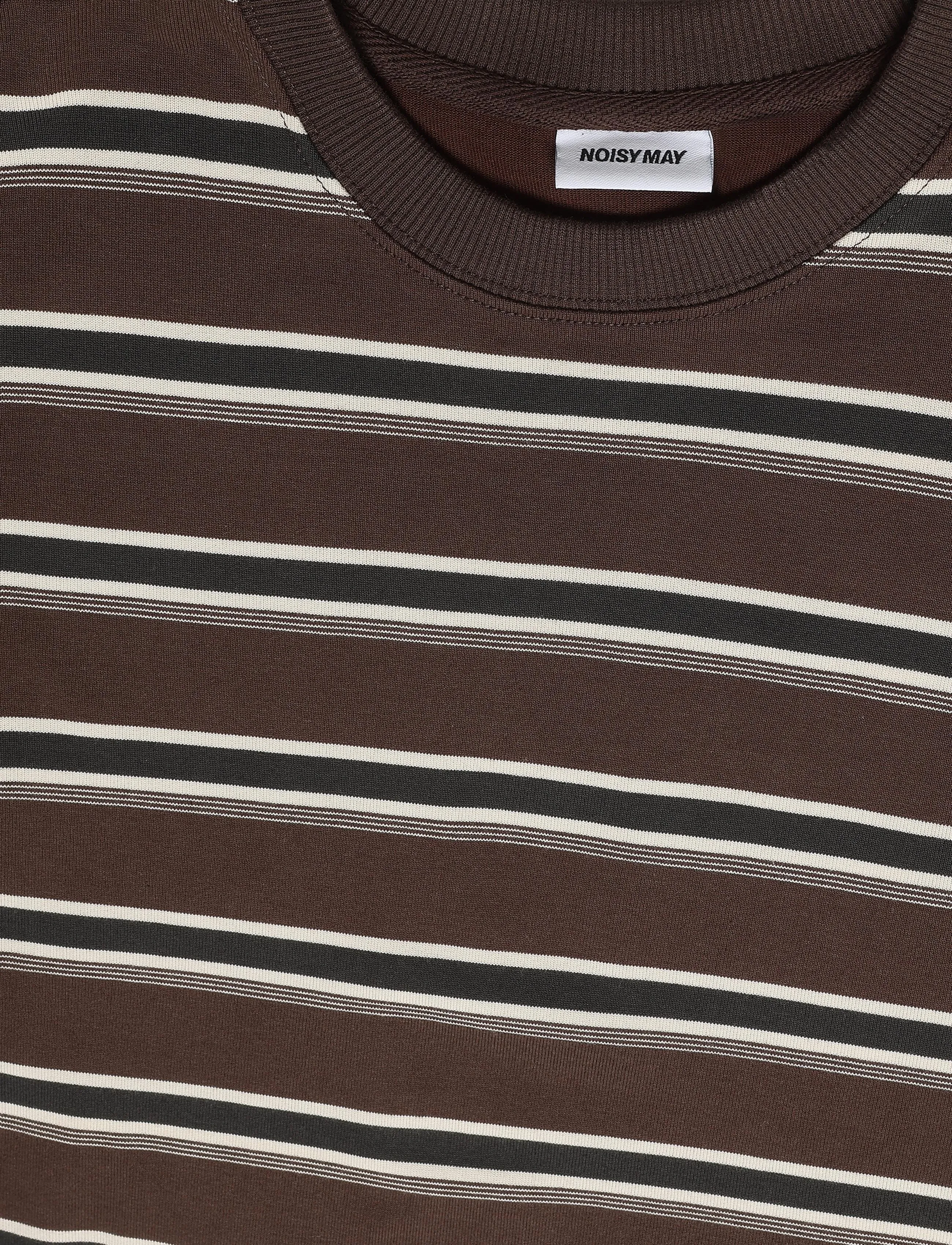 NOISY MAY - NMEMBER SS STRIPE LACE TOP - t-shirts - chocolate brown - 4