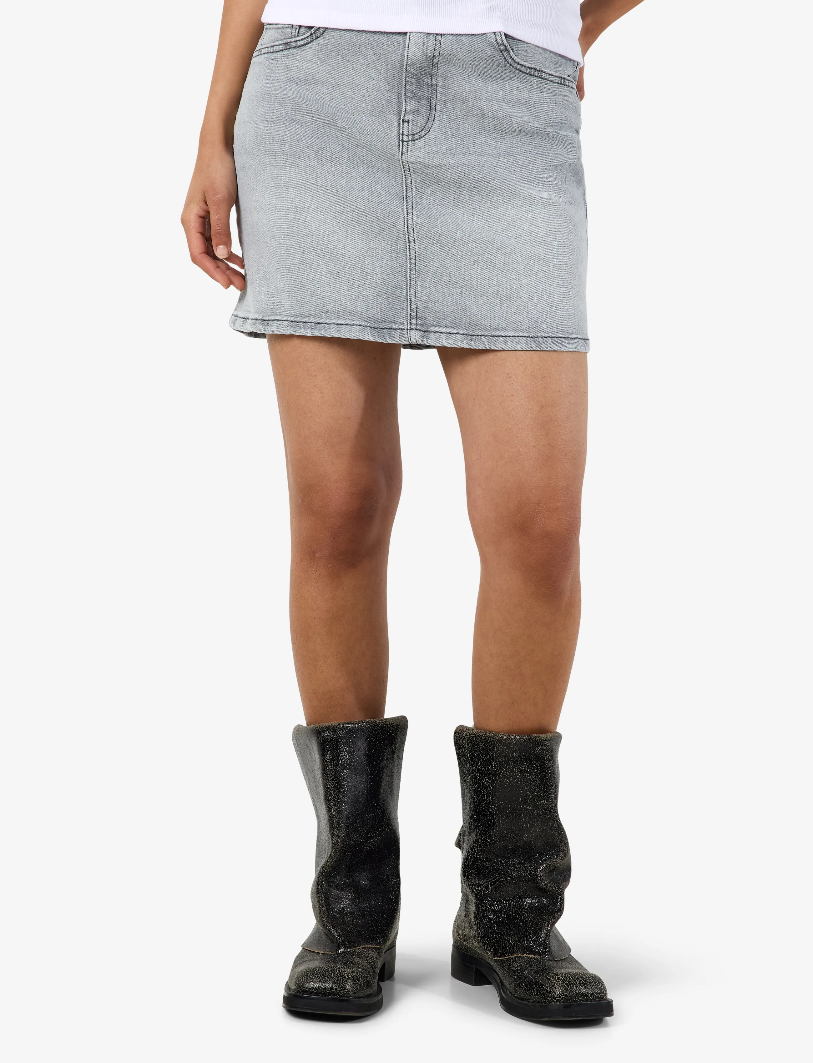 NOISY MAY NMYOLANDA MW DNM SKIRT AZ277LG NOOS - Korta kjolar - LIGHT GREY DENIM / grey