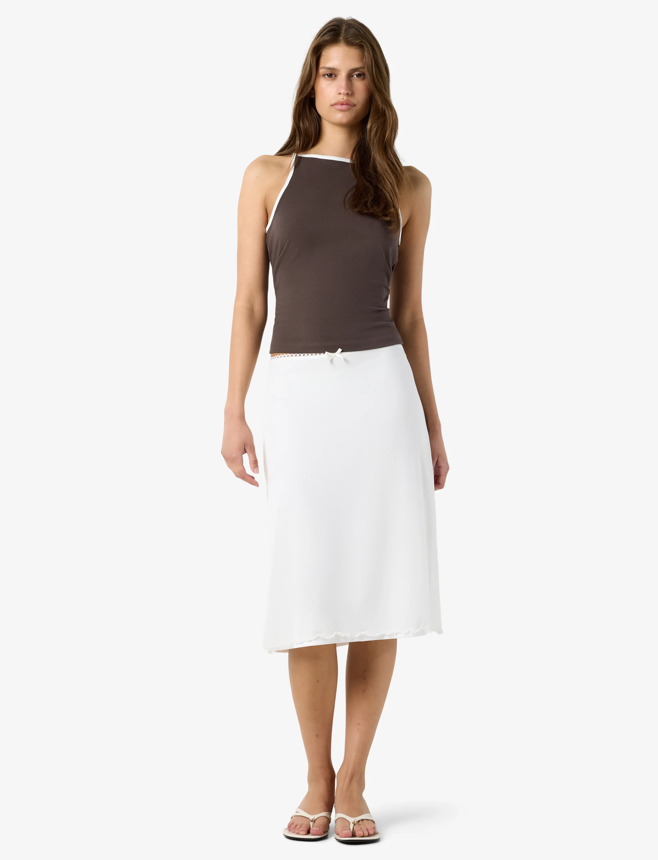 NOISY MAY - NMJUDITH LW MESH SKIRT - midi-röcke - cloud dancer - 3