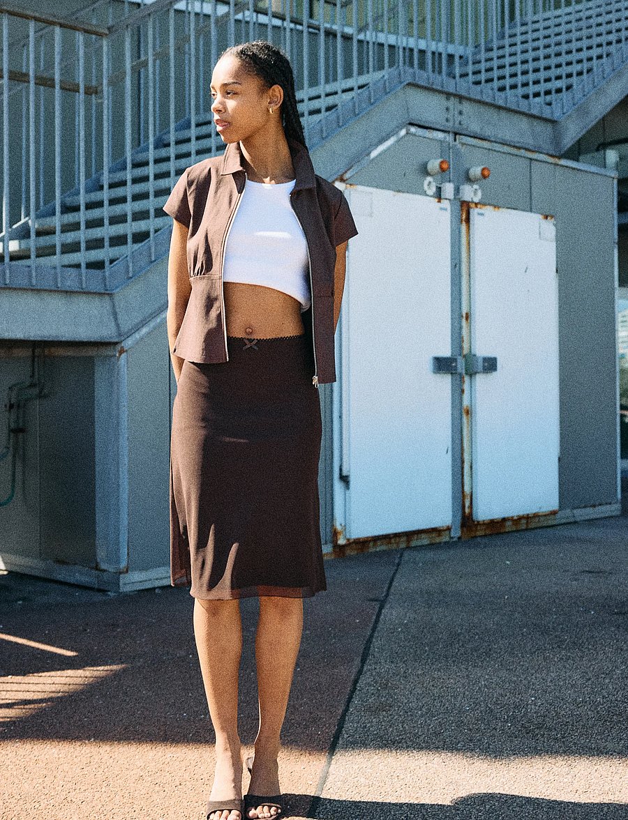 NOISY MAY - NMJUDITH LW MESH SKIRT - demitasse - 0