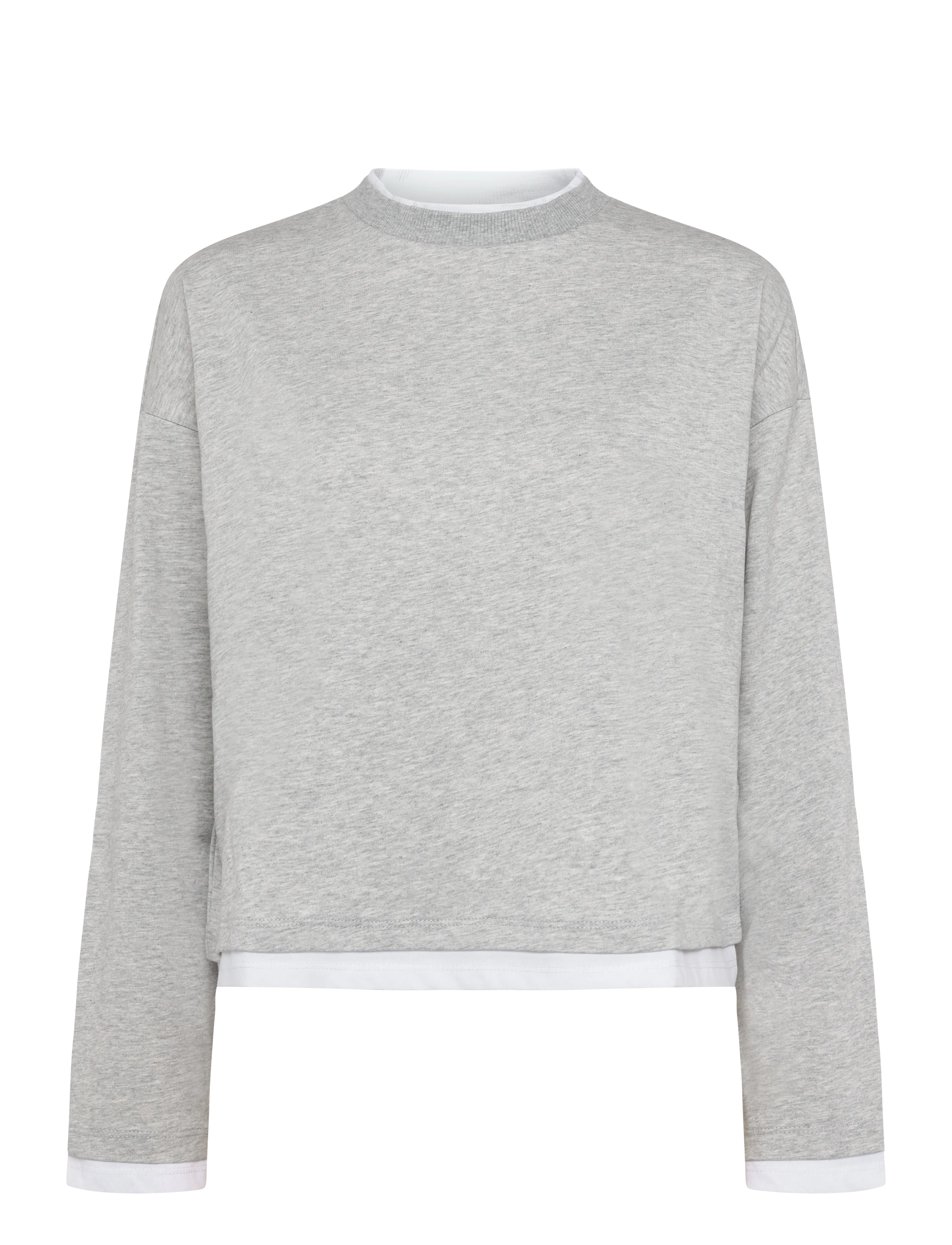 NOISY MAY NMEMBER L/S DOUBLE LAYER TOP - NOISY MAY - LIGHT GREY MELANGE / grey