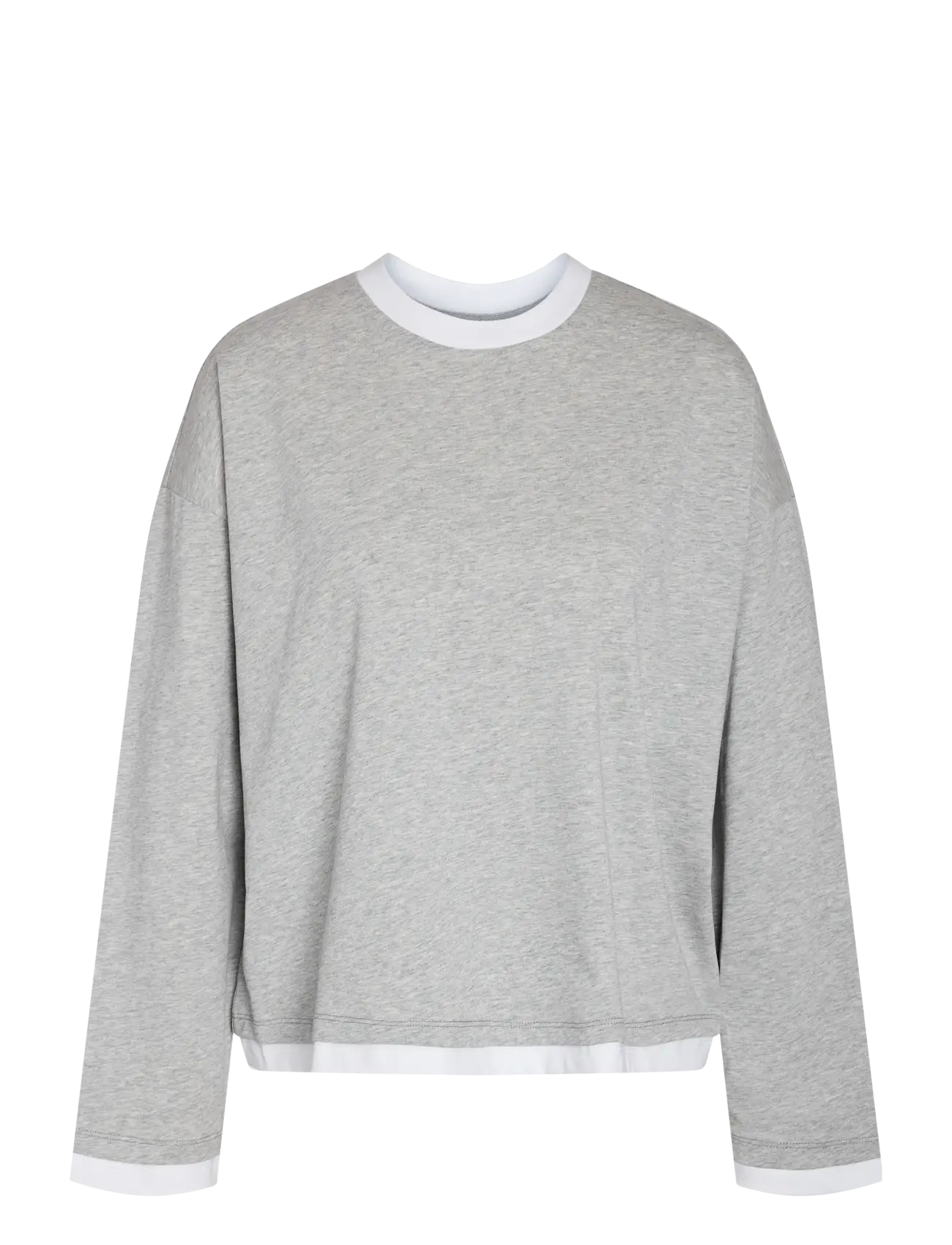 NOISY MAY NMEMBER L/S DOUBLE LAYER TOP - Tøj - LIGHT GREY MELANGE / grey